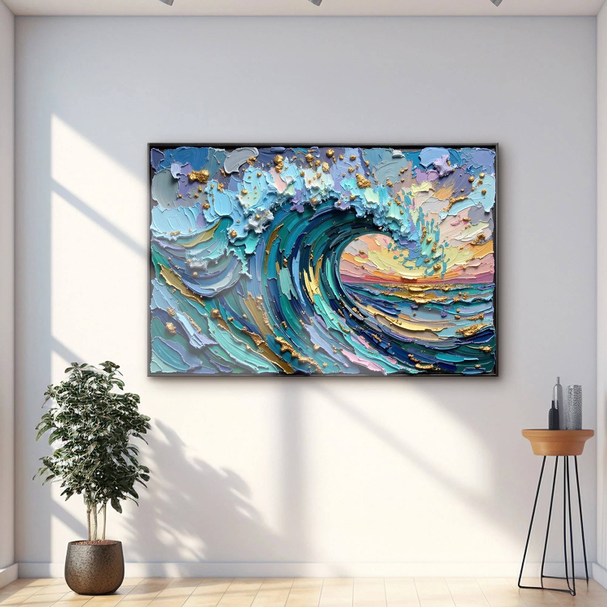 Golden Tide Impasto Wall Art - Image 3
