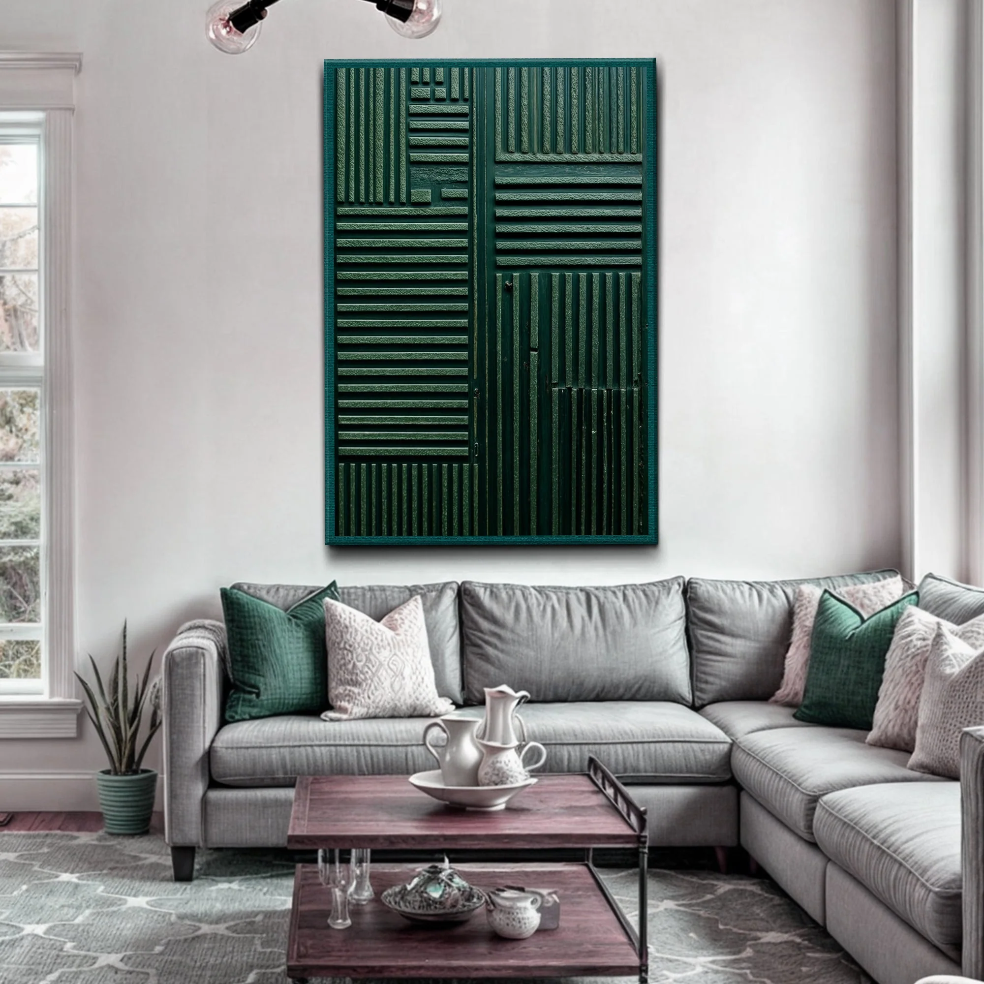 Green Abstract Patterns Wall Art - Image 2