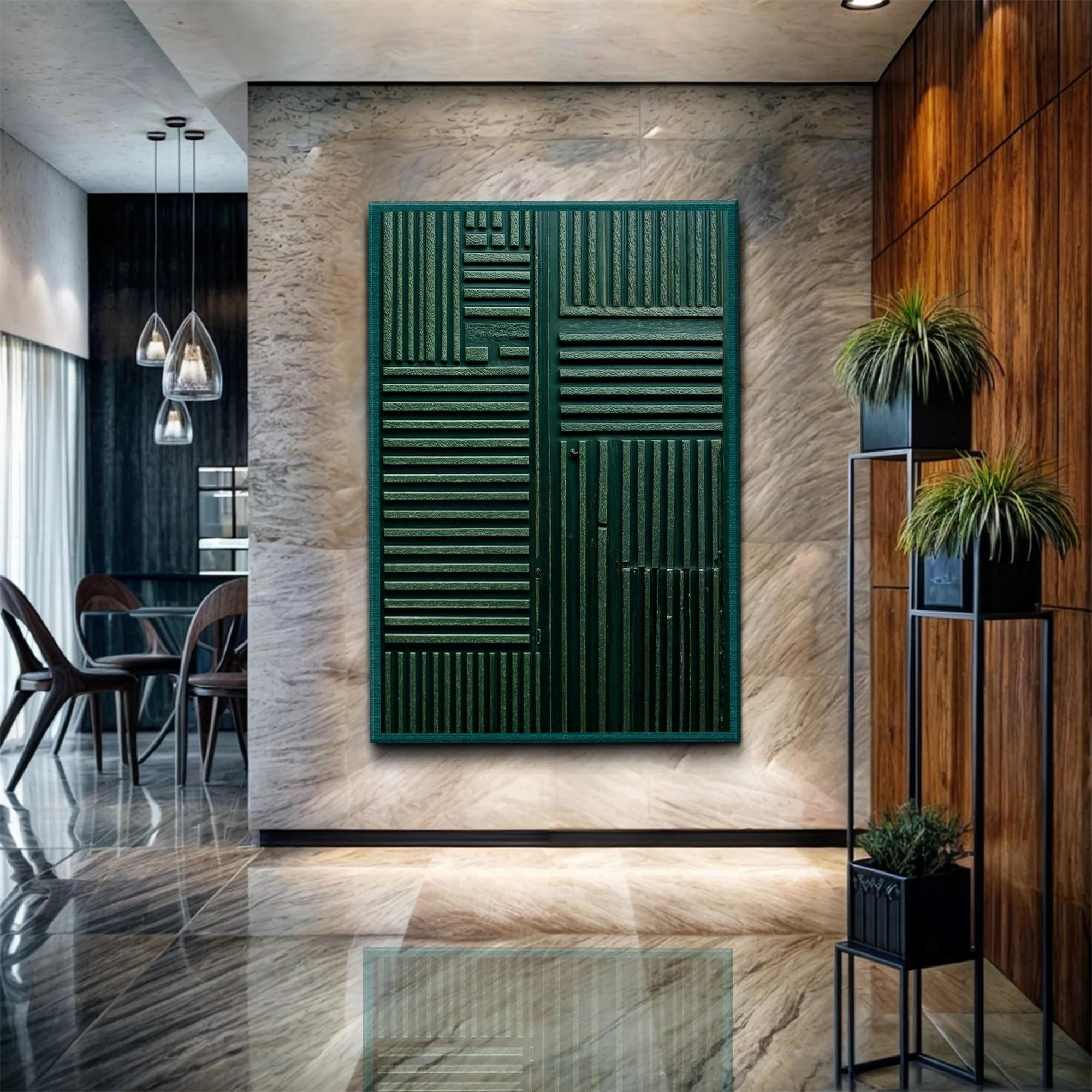 Green Abstract Patterns Wall Art - Image 3