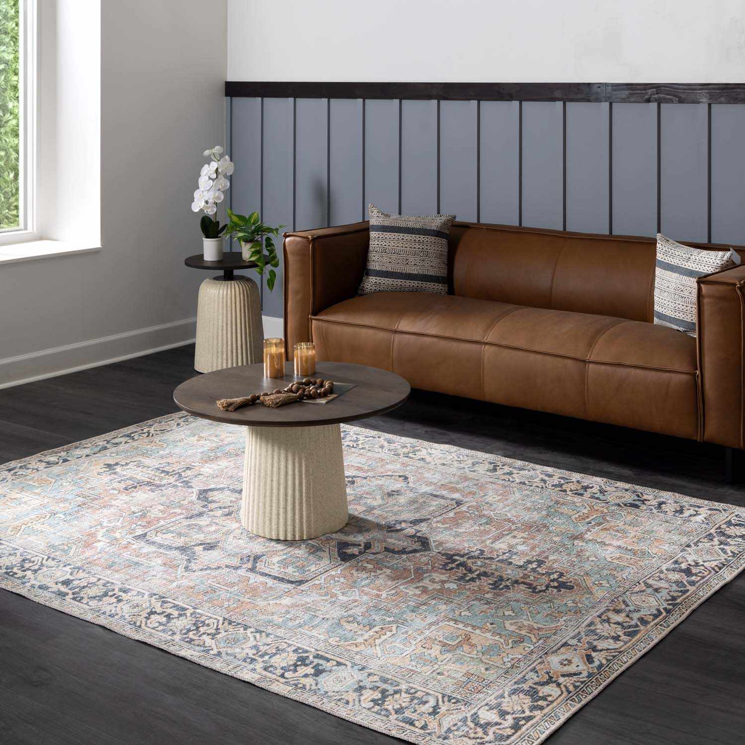 Green Nisa Tumble Dry Washable Rug - Image 2