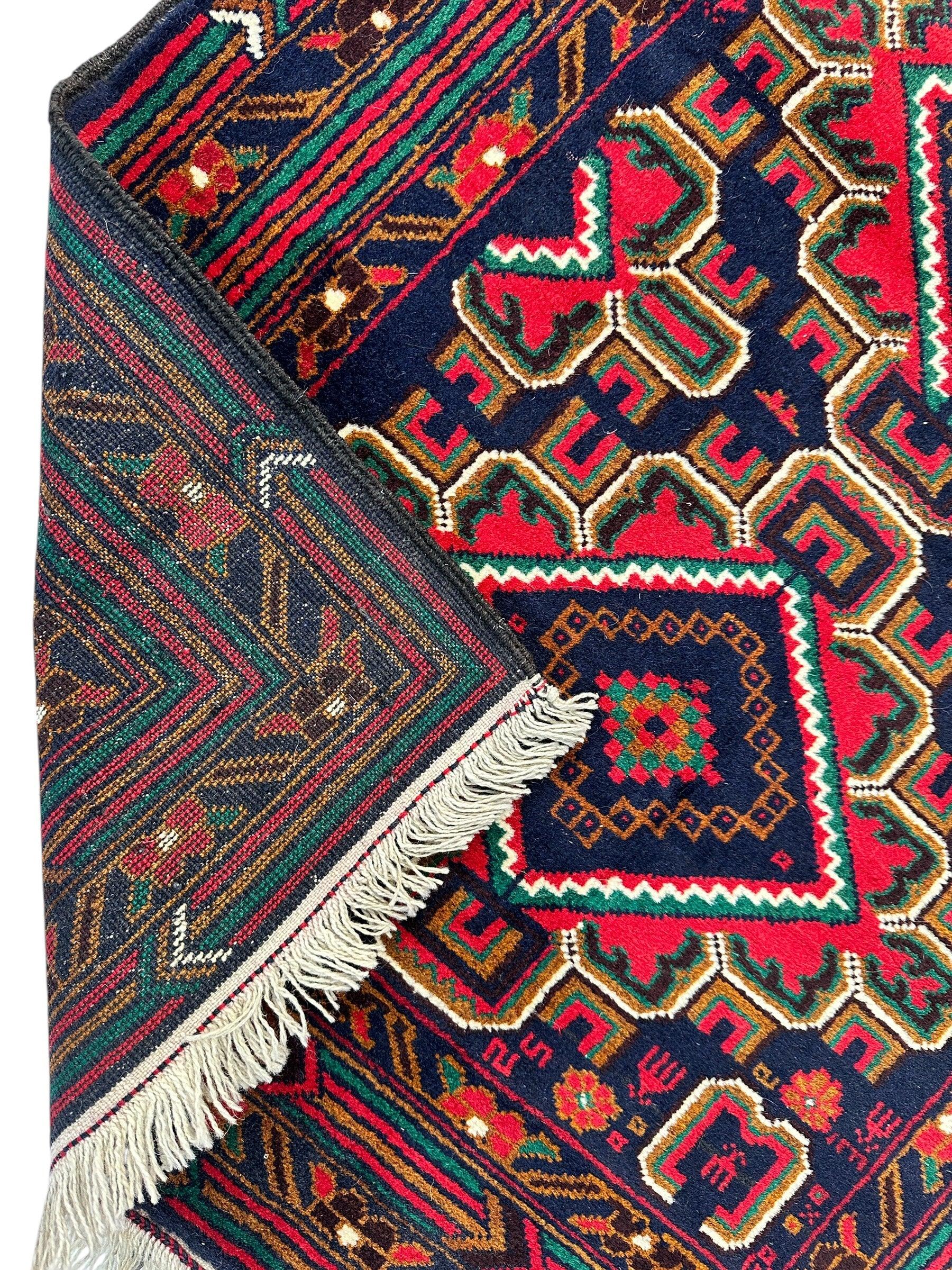 Hand-Knotted Afghani Baluch Wool Rug - 2'10" x 5' - Image 5