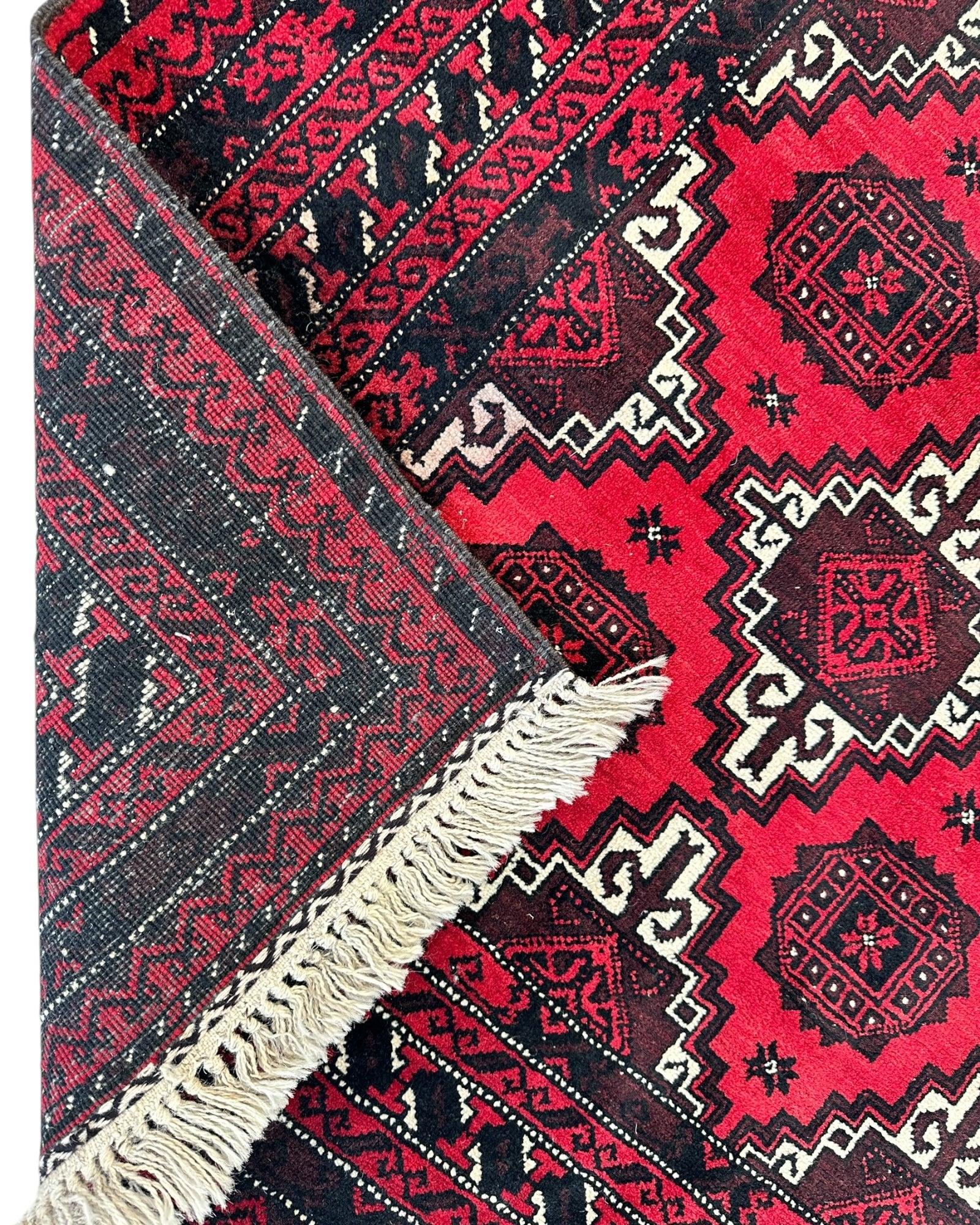 Hand-Knotted Afghani Baluch Wool Rug - 3’1” x 6’9” - Image 5