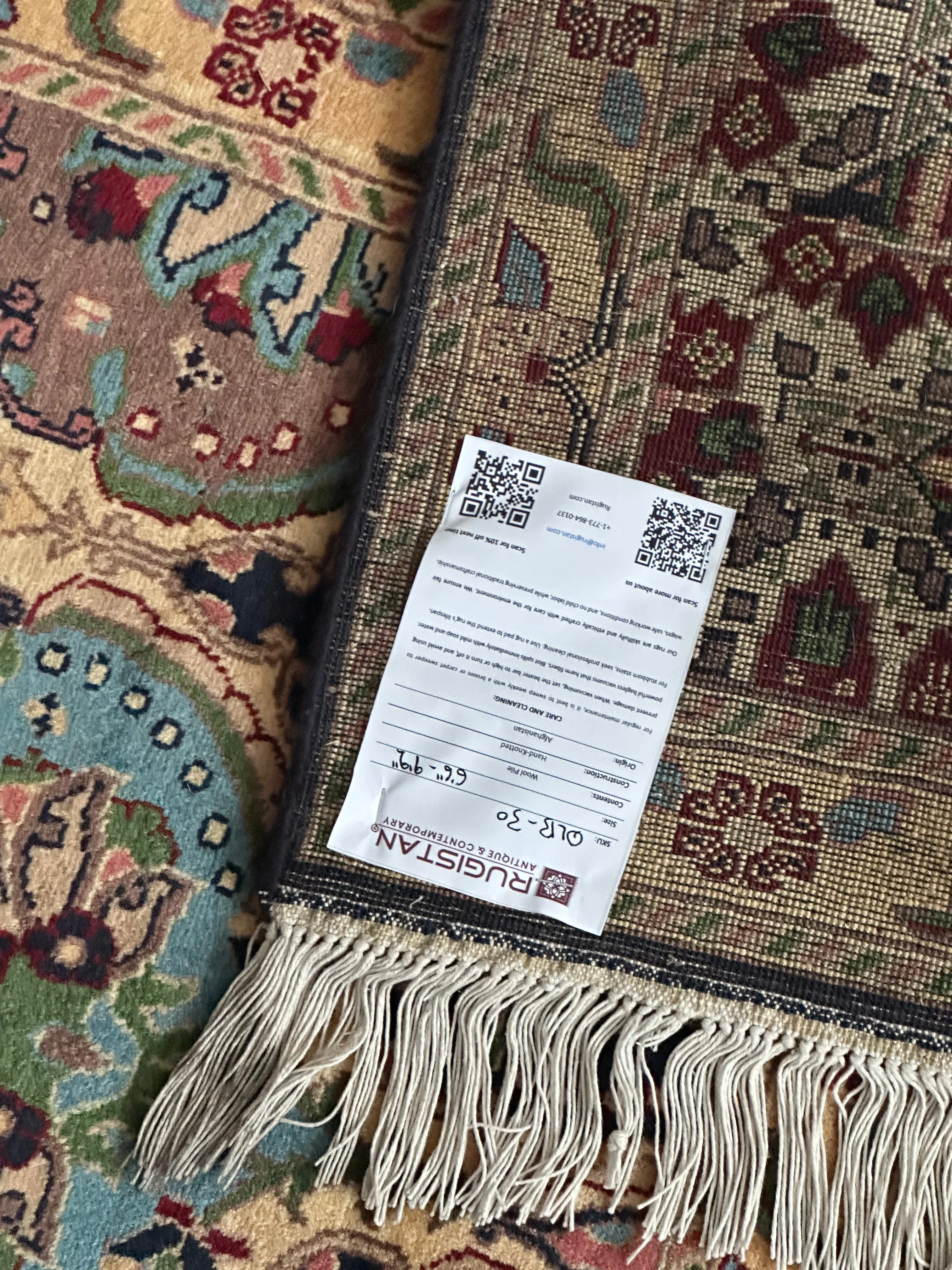 Hand-Knotted Afghani Heart Shape Wool Rug – 6’6″ x 9’2″ - Image 4
