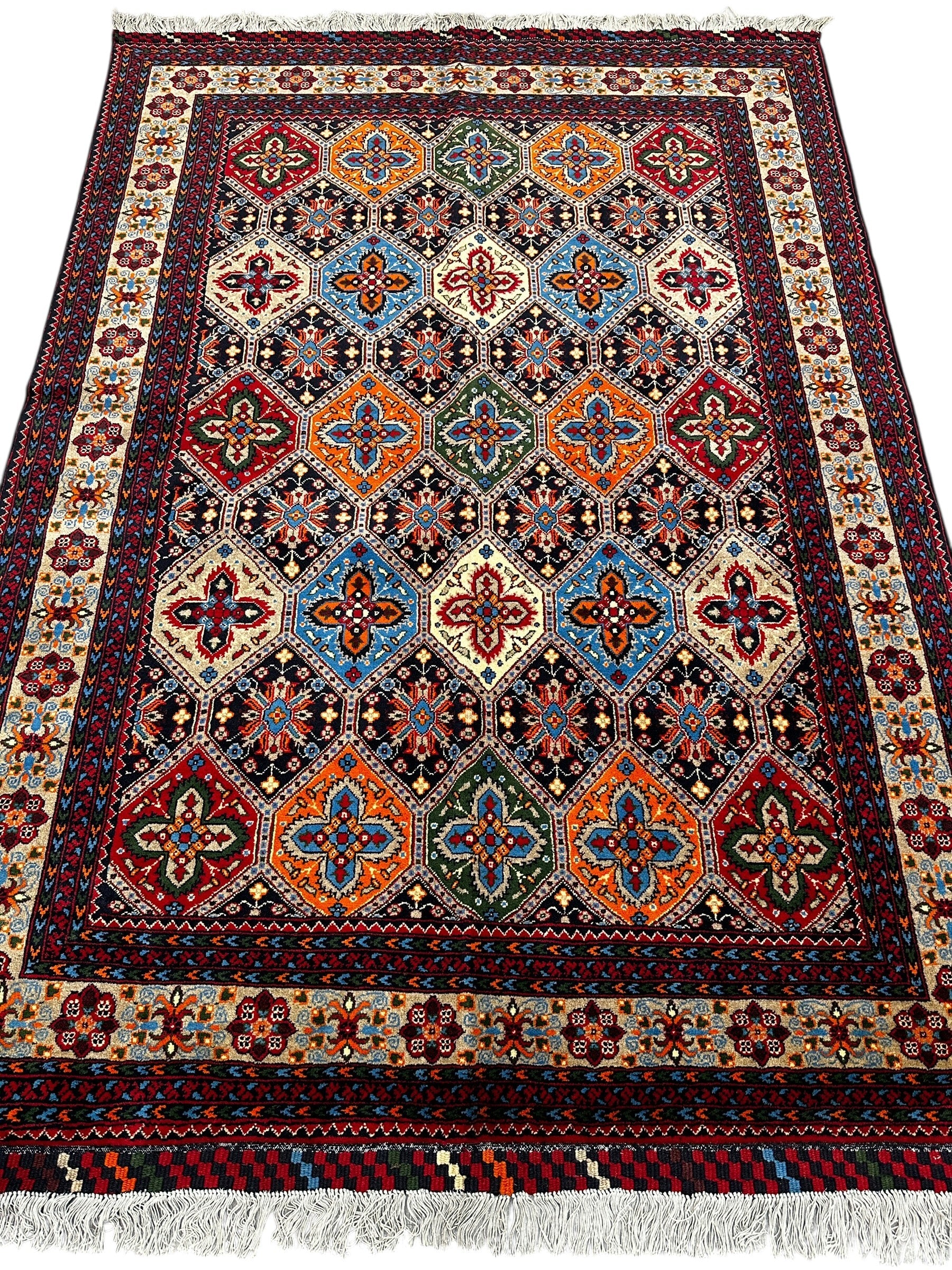 Hand-Knotted Afghani Kashi Wool Rug – 4’9″ x 6’10″ - Image 2