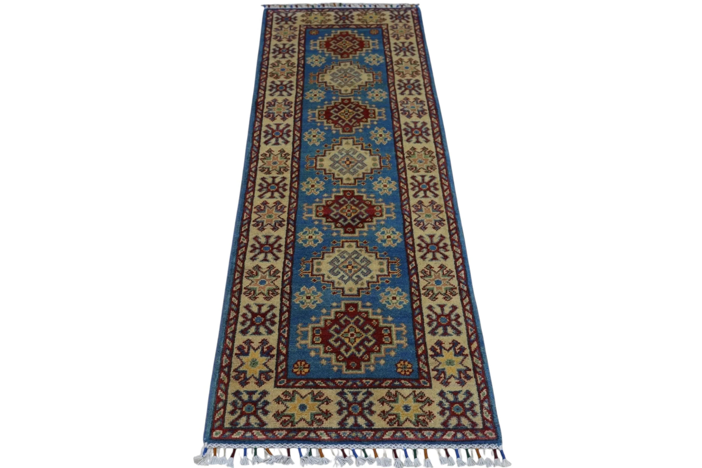 Hand-Knotted Afghani Kazak Wool Rug – 2’0″  x  5’10″ - Image 2