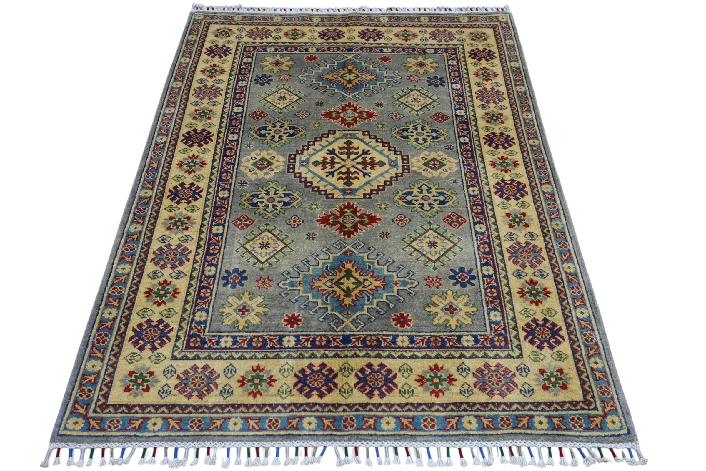 Hand-Knotted Afghani Kazak Wool Rug – 3’11″ x 5’6″ - Image 2