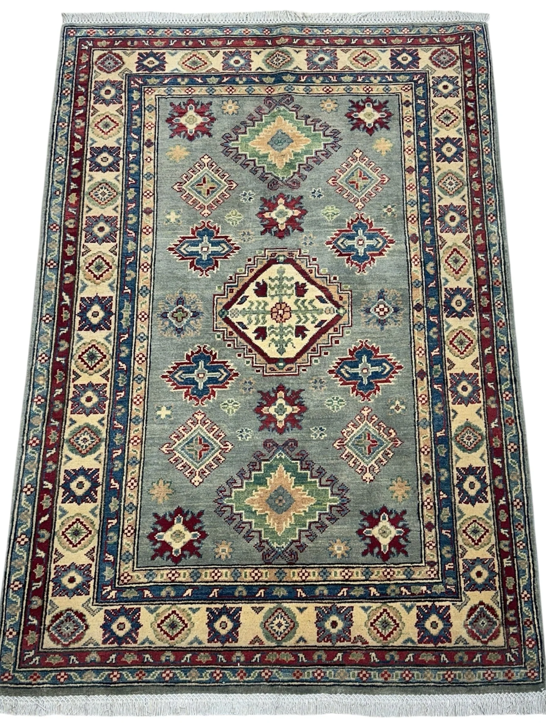 Hand-Knotted Afghani Kazak Wool Rug – 4’ x 6’ - Image 3
