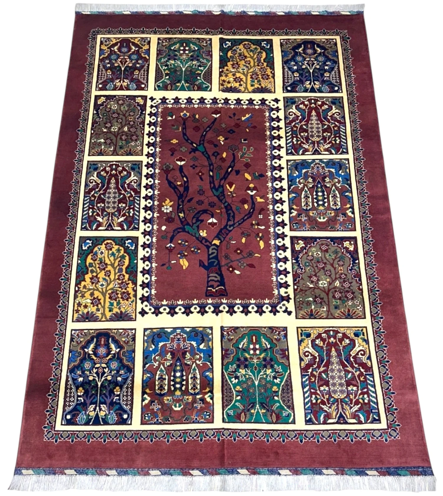 Hand-Knotted Afghani Tree of Life Wool Rug – 6’6″ x 9’6″ - Image 2