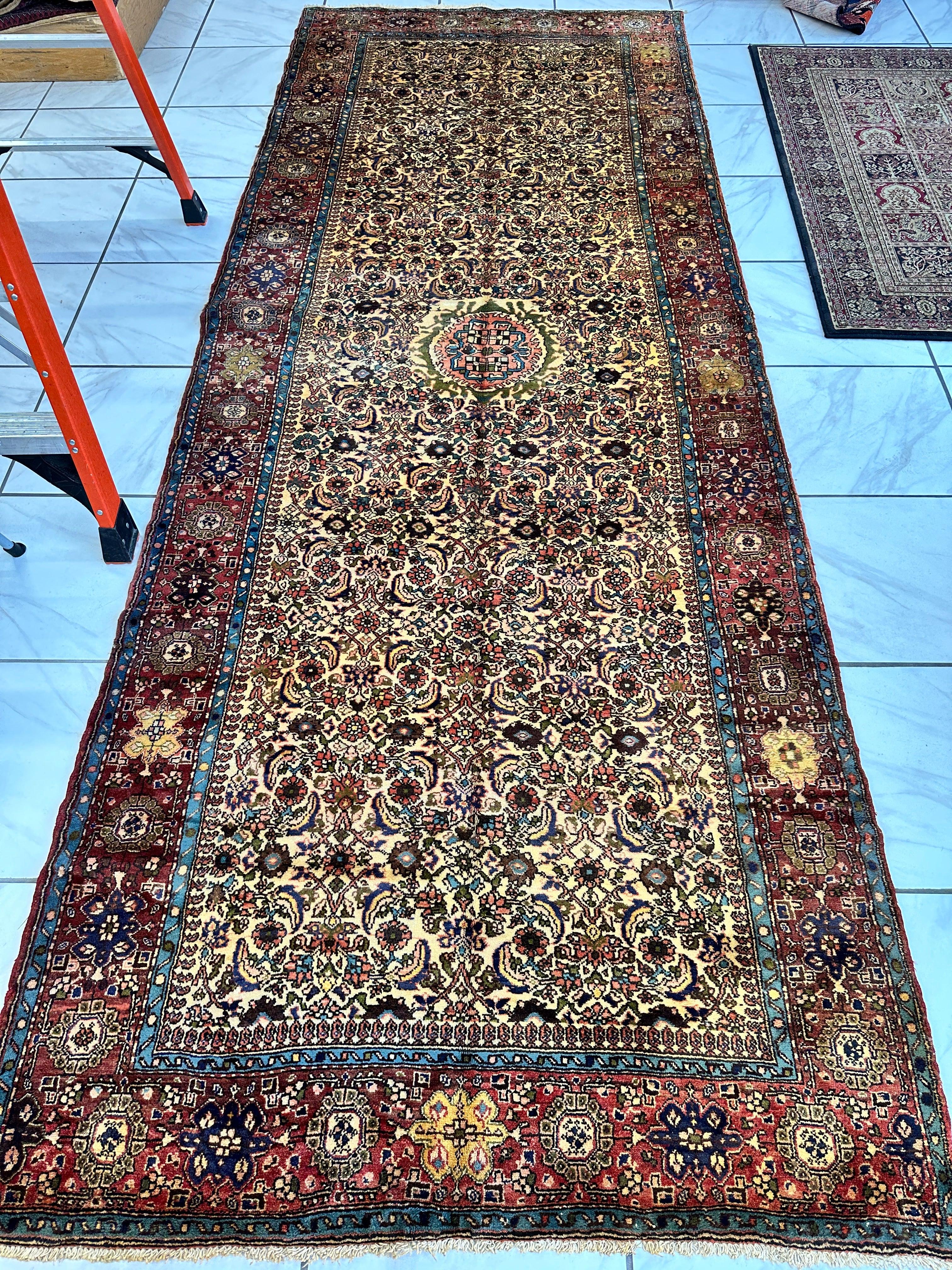 Hand-Knotted Persian Bidjar Herati Wool Runner – 4'11" x 13'2" – Durable Traditional Rug - Image 2