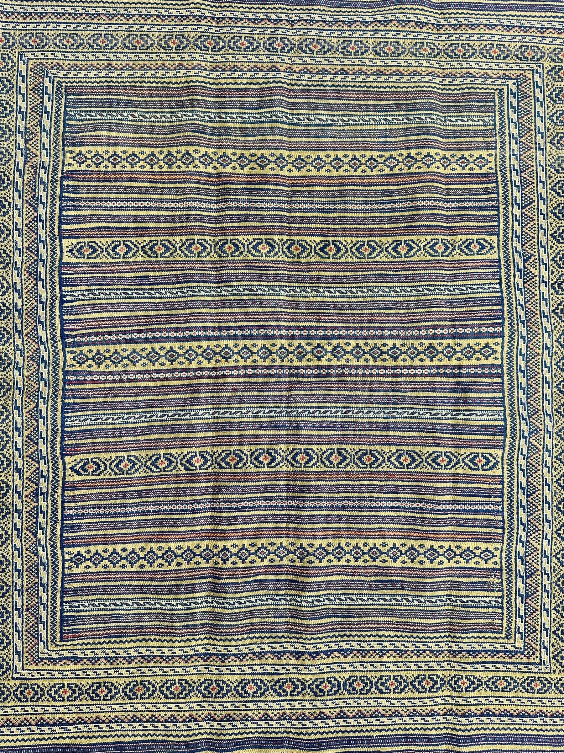 Hand-Woven Afghani Maliki Wool Kilim Rug - 4'5" x 6' - Image 4