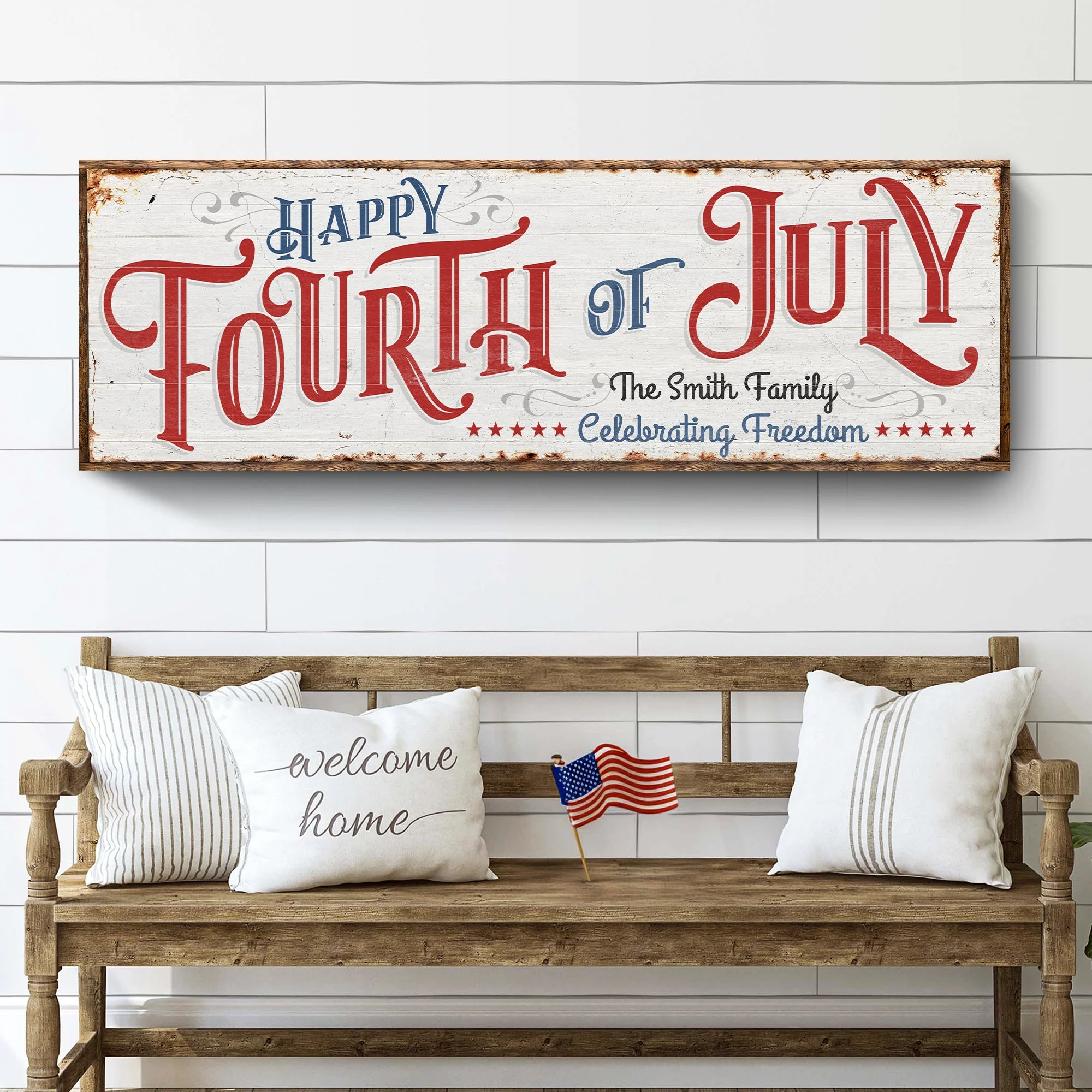 Happy 4th Of July Personalized Canvas Decor | Independence Day Canvas Home Wall Art | Red White And Blue Canvas | Living Room Wall Decor - Image 2