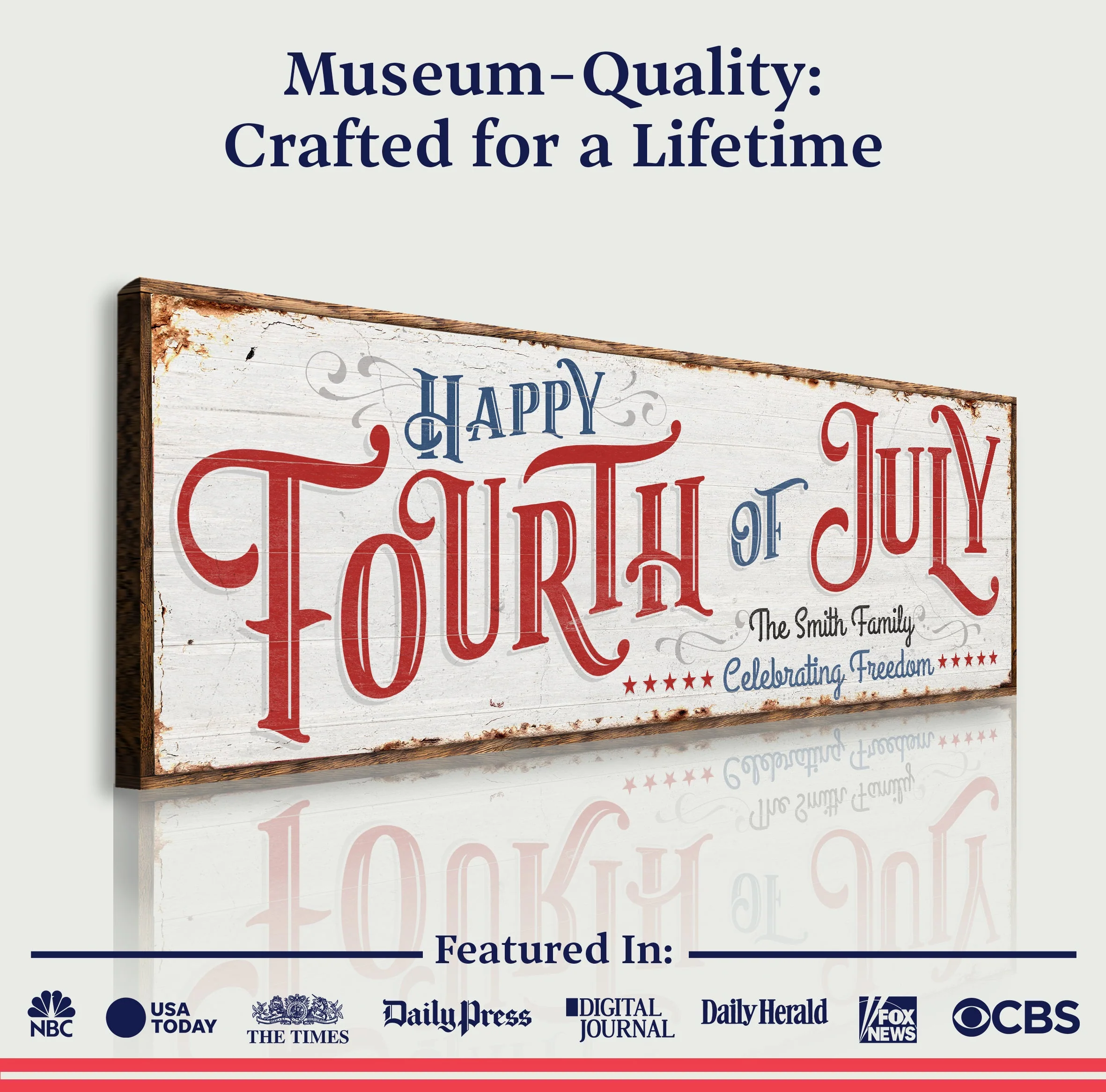 Happy 4th Of July Personalized Canvas Decor | Independence Day Canvas Home Wall Art | Red White And Blue Canvas | Living Room Wall Decor - Image 5