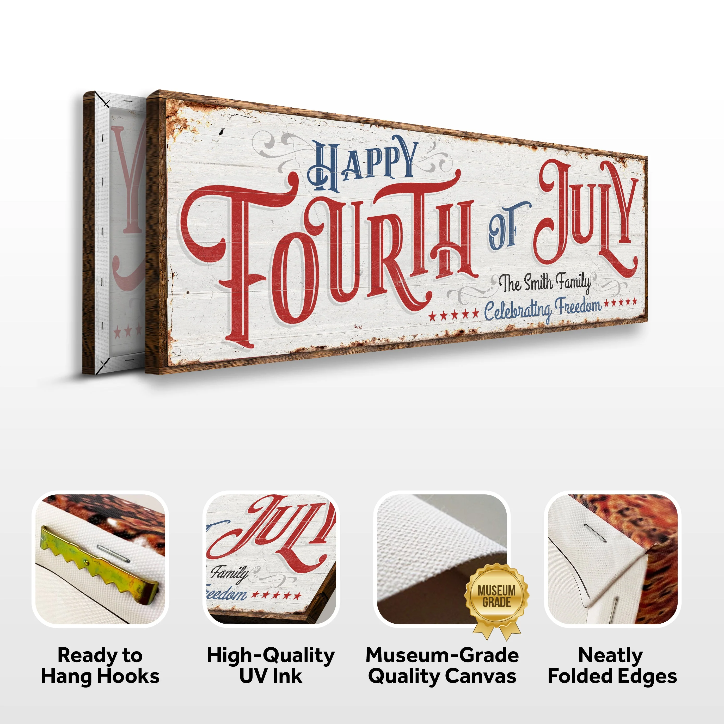 Happy 4th Of July Personalized Canvas Decor | Independence Day Canvas Home Wall Art | Red White And Blue Canvas | Living Room Wall Decor - Image 6