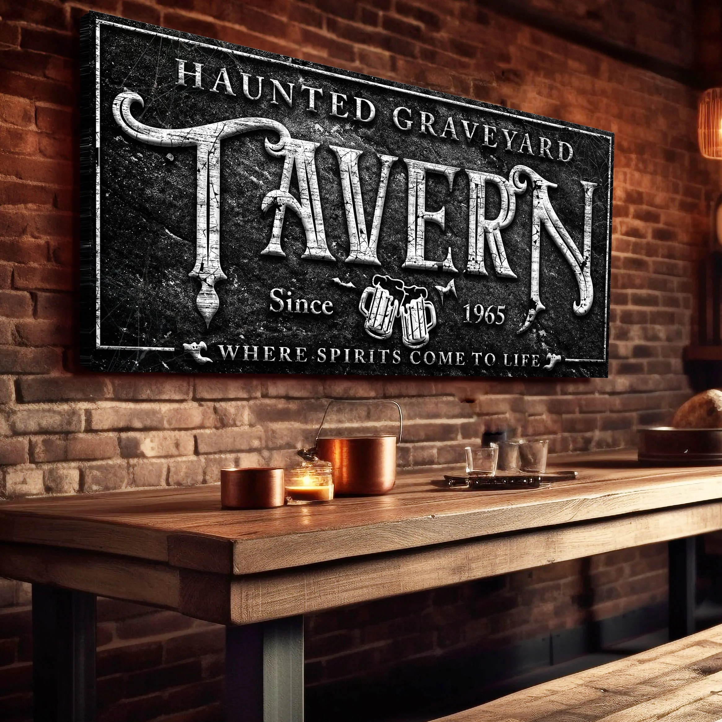 Haunted Graveyard Tavern Halloween Sign II - Image 3