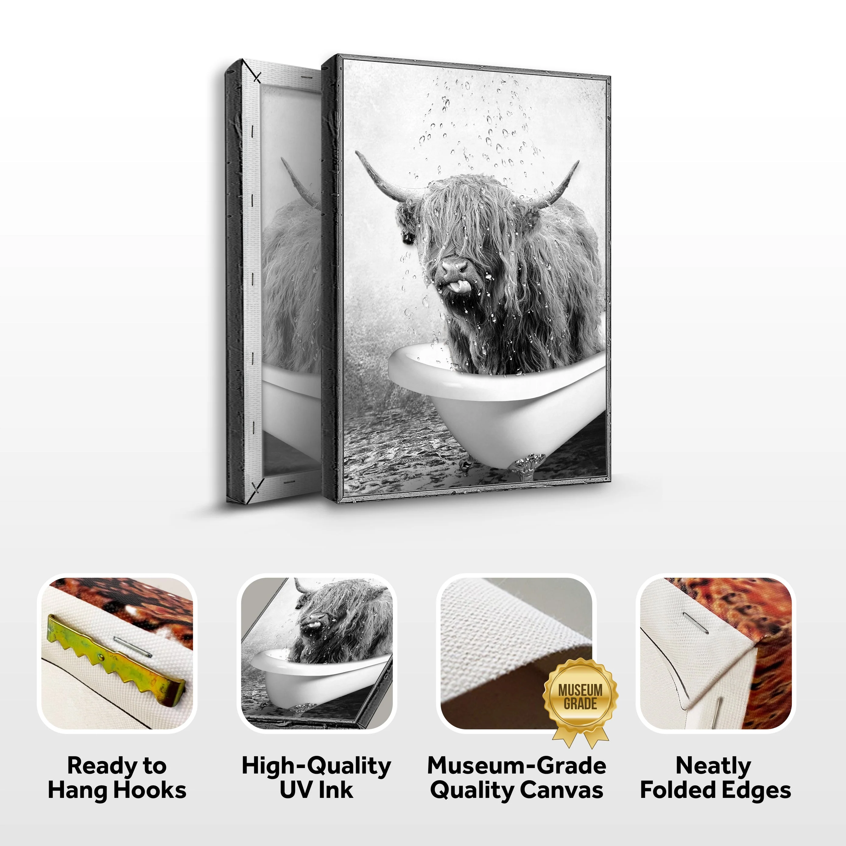 Highland Cattle Bath Canvas Wall Art - Image 3