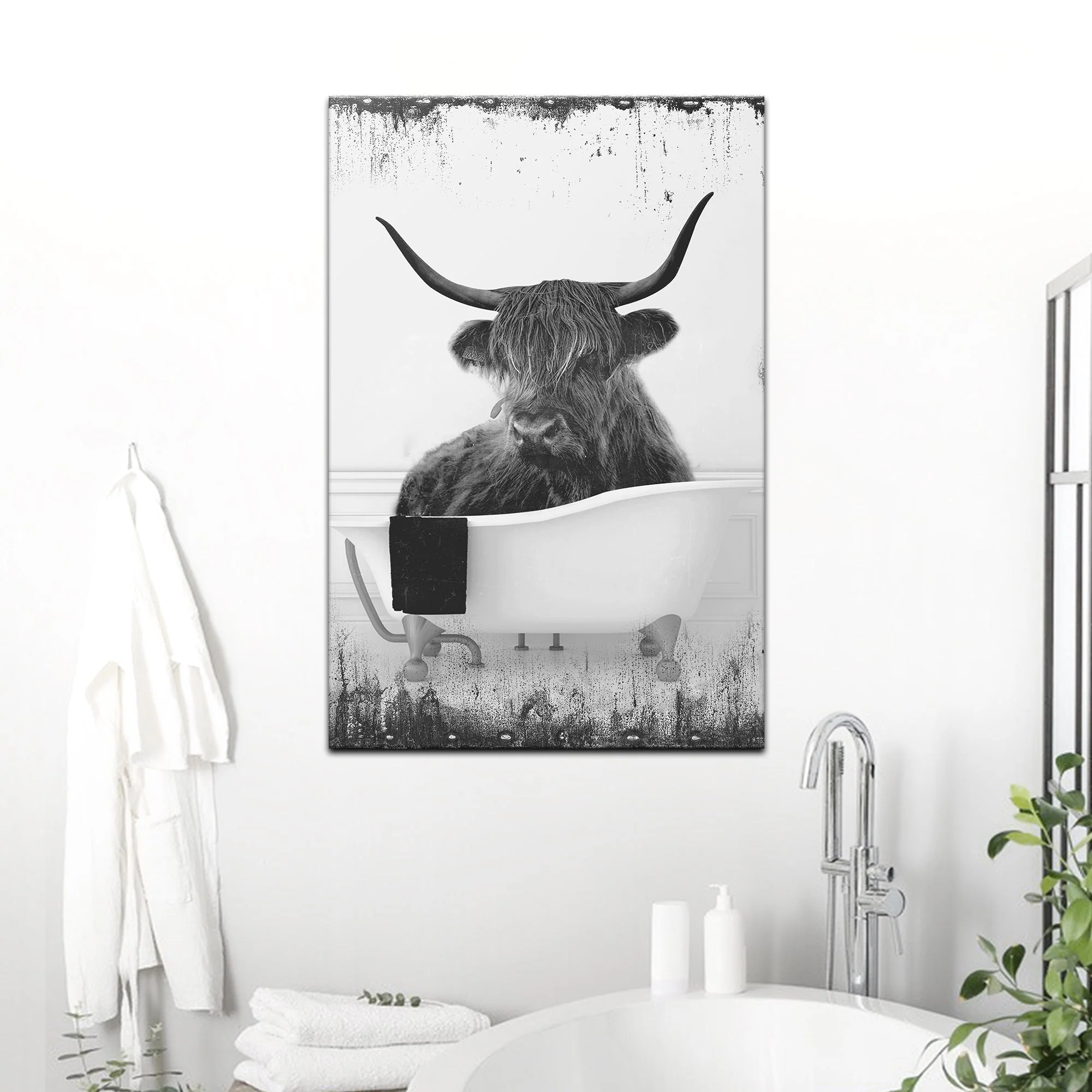 Highland Cattle Bath Canvas Wall Art II - Image 2