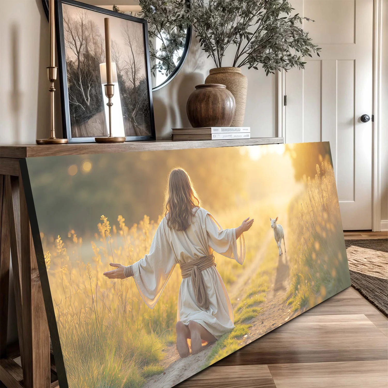 Jesus Protects The Lamb From Wolves Faith Wall Art IX - Image 4