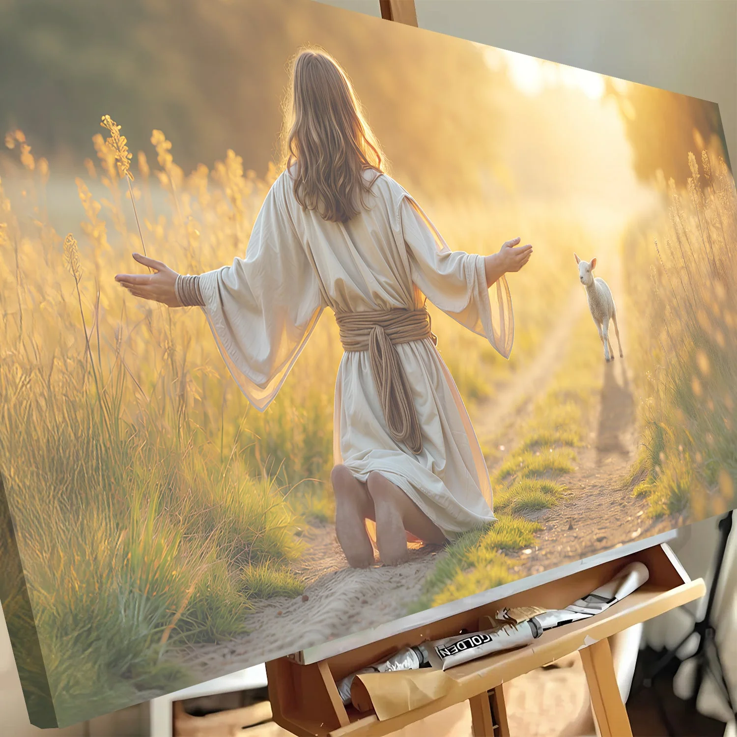 Jesus Protects The Lamb From Wolves Faith Wall Art IX - Image 5
