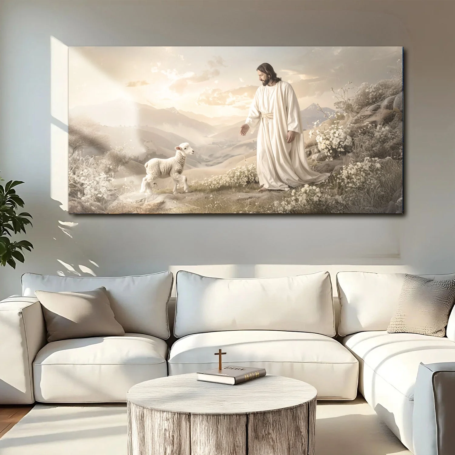 Jesus Protects The Lamb From Wolves Faith Wall Art X - Image 3