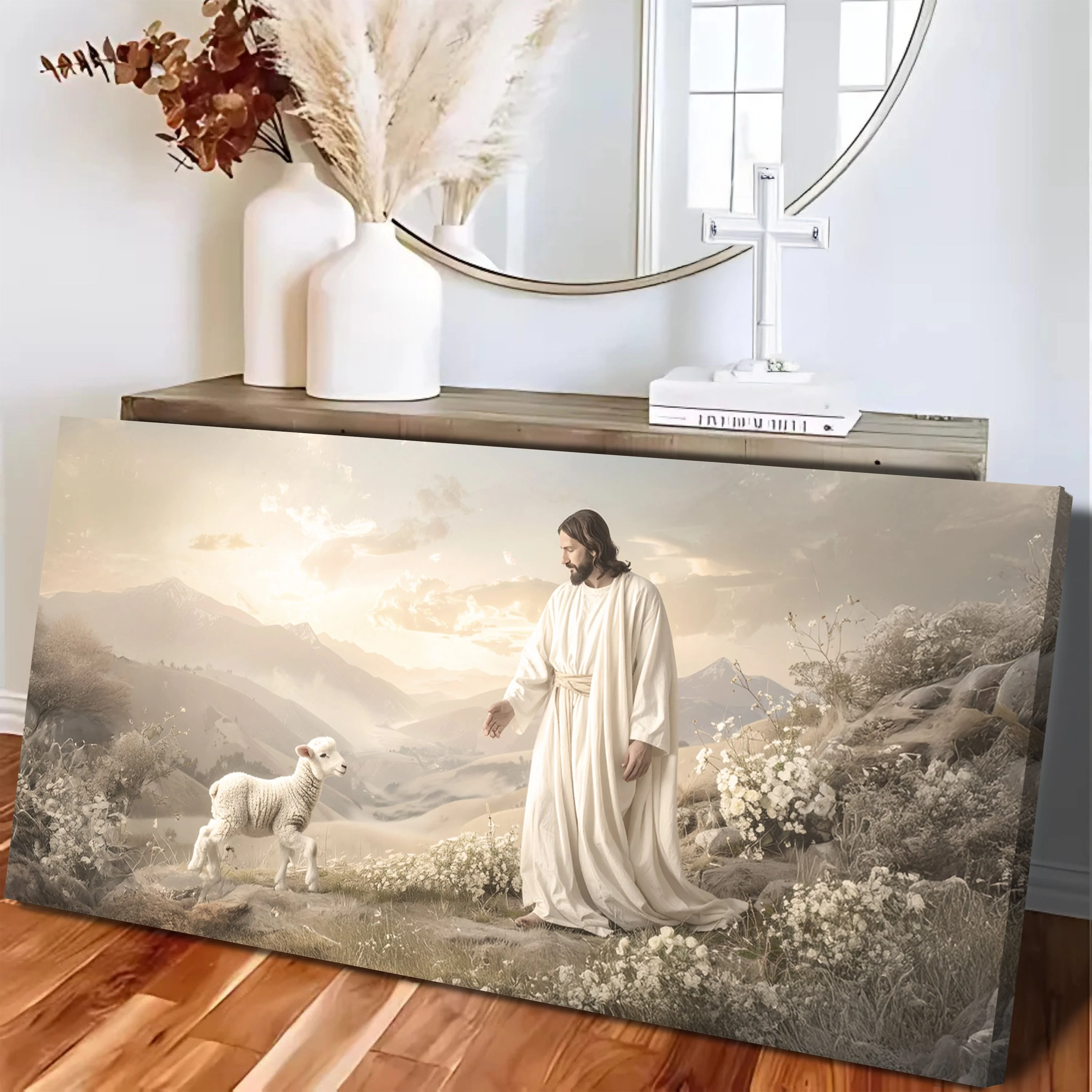 Jesus Protects The Lamb From Wolves Faith Wall Art X - Image 4
