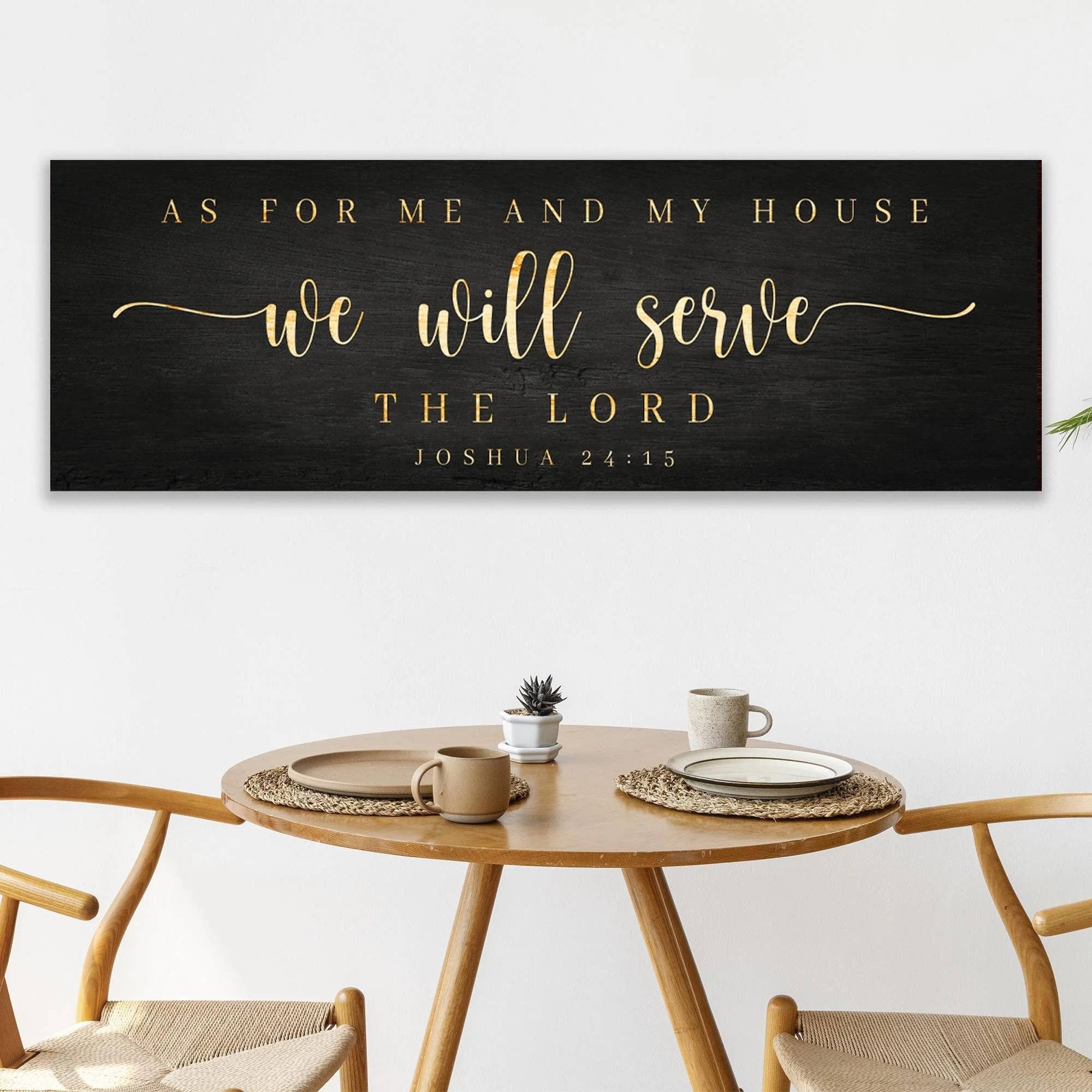 Joshua 24:15 - 'We Will Serve The Lord' Sign: Elegant Black and Gold Christian Wall Art, Religious Decor for Living Room - Image 2