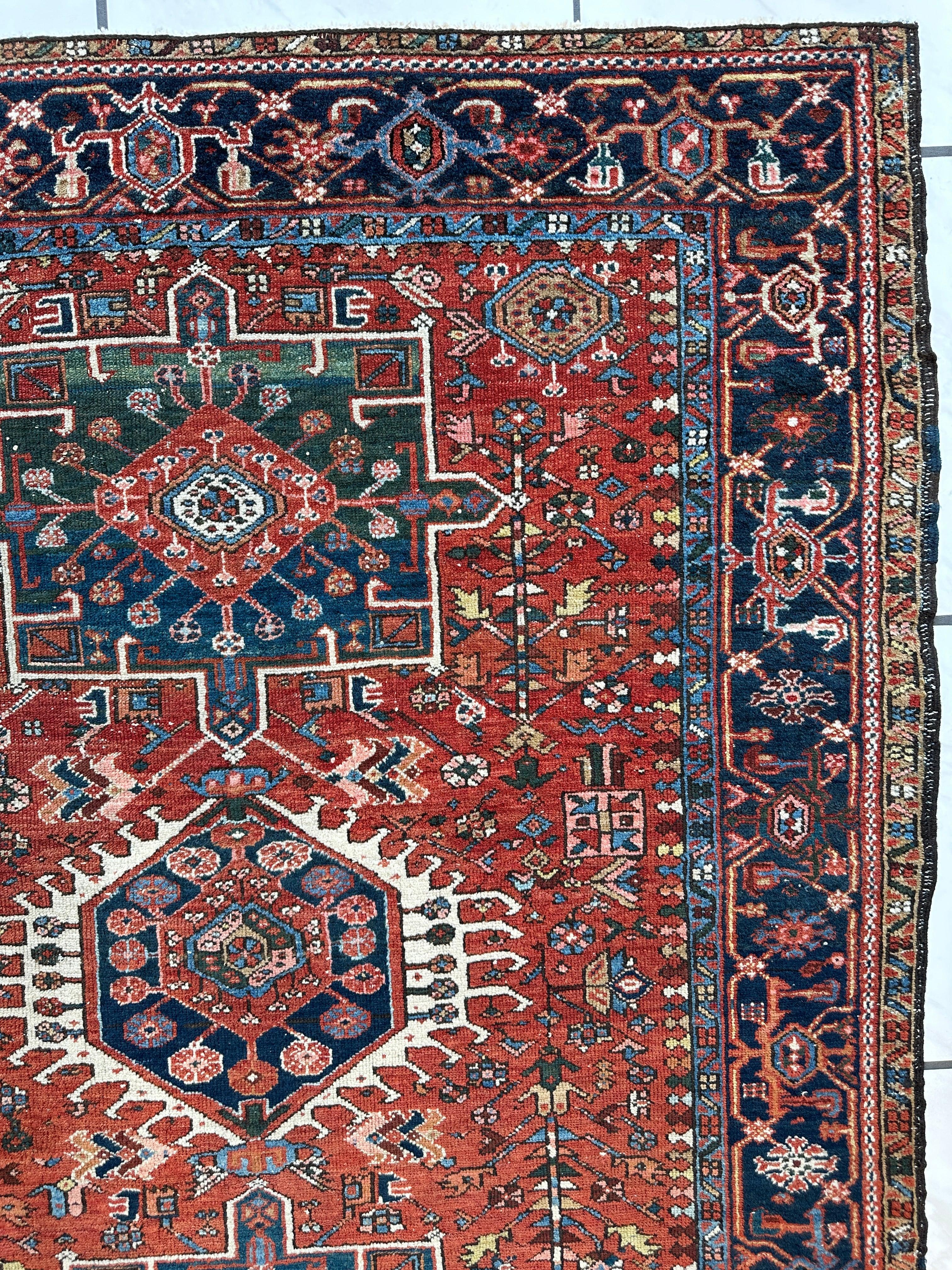 KARAJA Persian Antique Heriz Rug 4'9" x 6' - Image 14