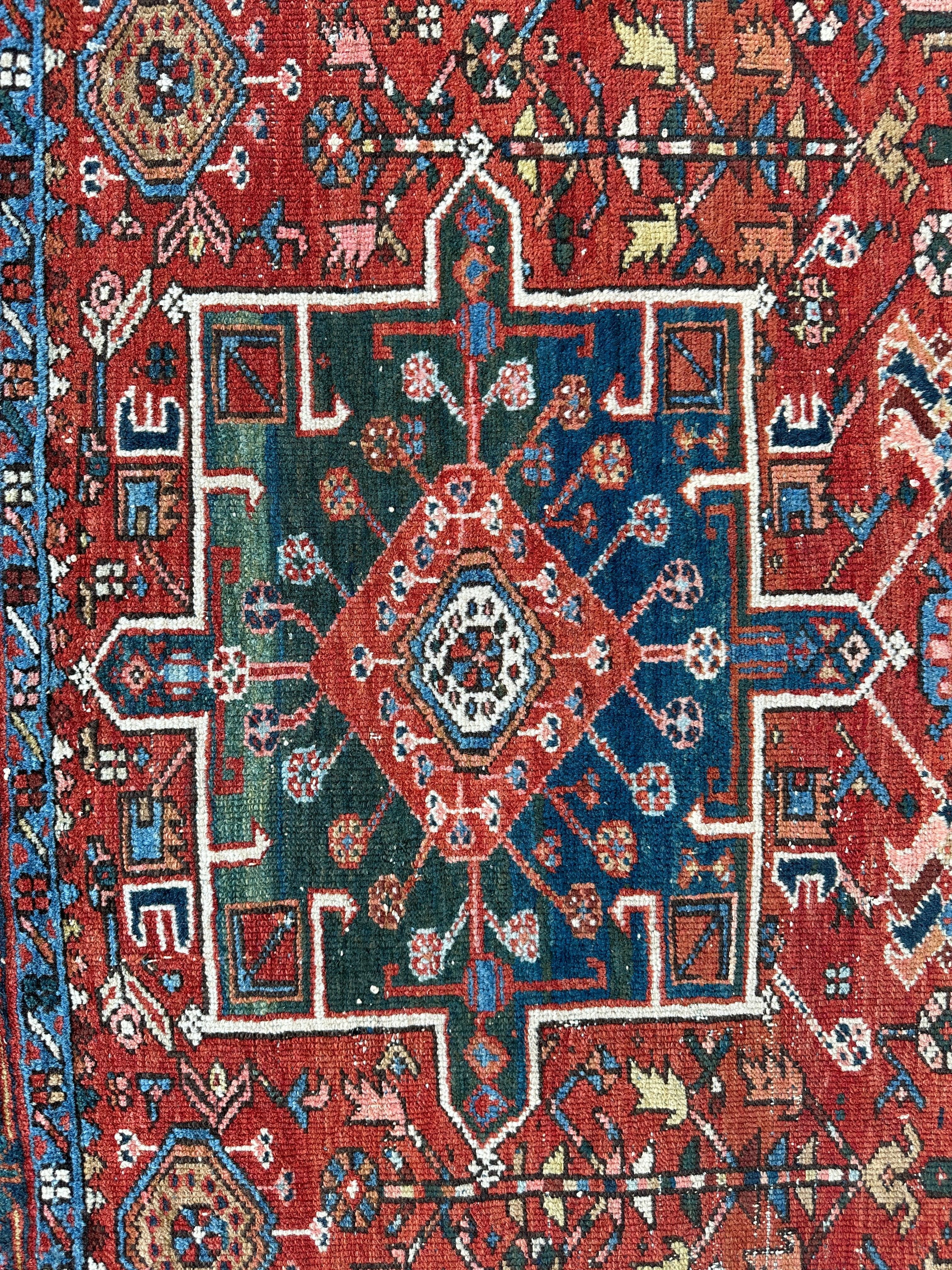 KARAJA Persian Antique Heriz Rug 4'9" x 6' - Image 6
