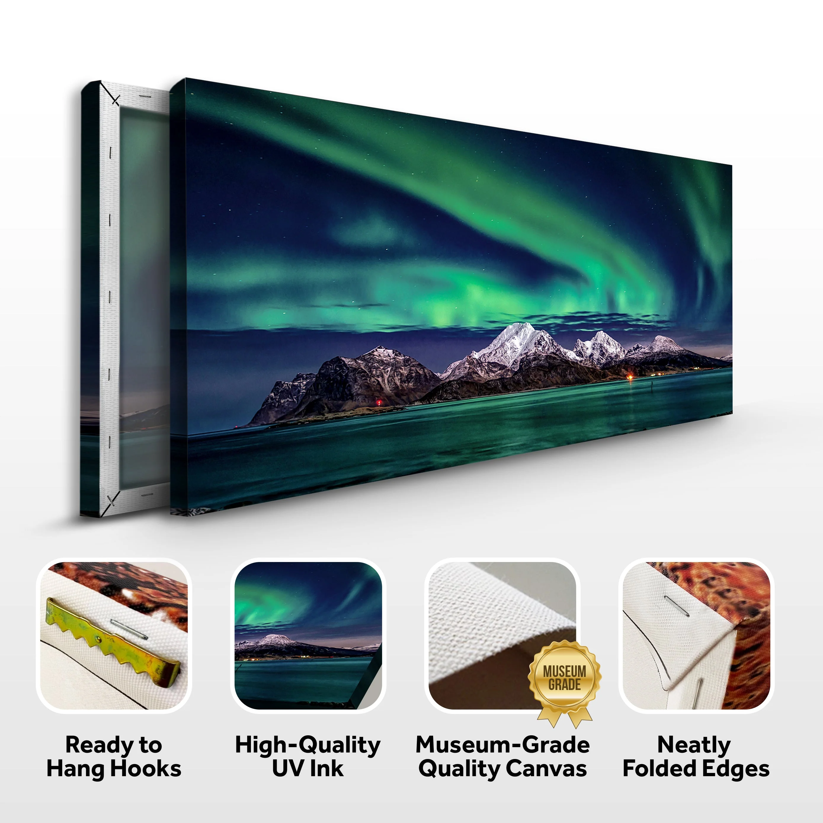 Lake And Northern Lights Canvas Wall Art - Image 4