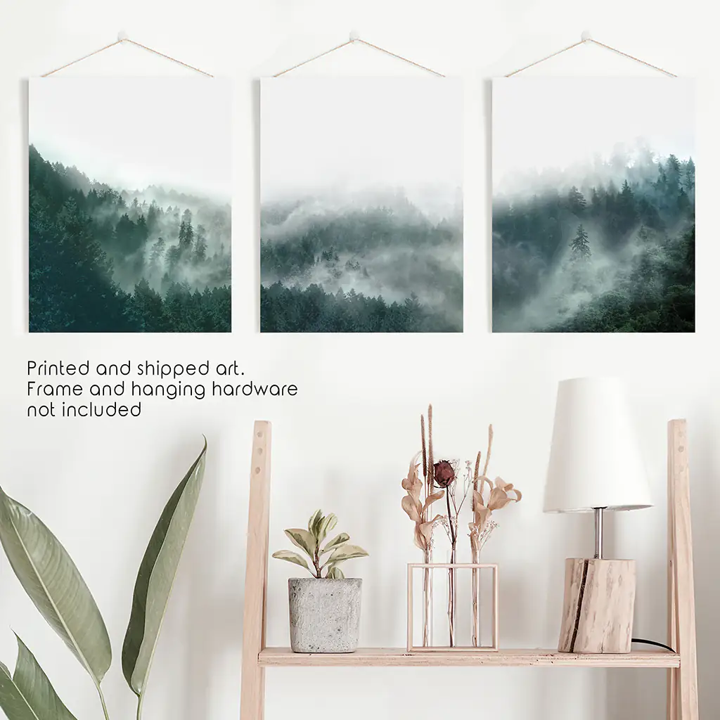 Large Foggy Forest Wall Art Set. Scandinavian Decor - Image 10