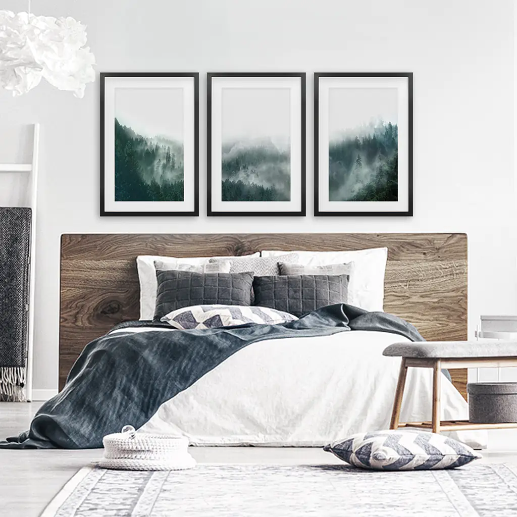 Large Foggy Forest Wall Art Set. Scandinavian Decor - Image 2