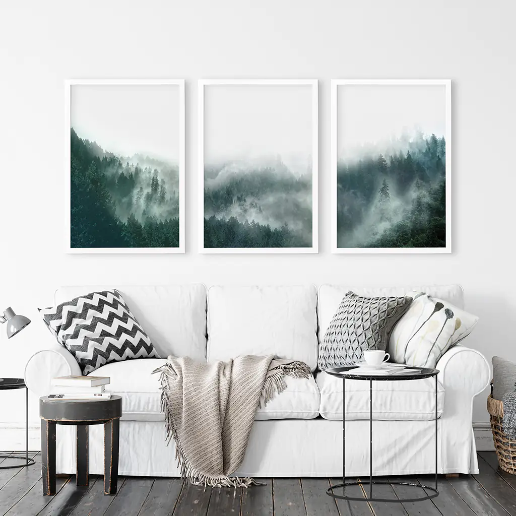 Large Foggy Forest Wall Art Set. Scandinavian Decor - Image 4