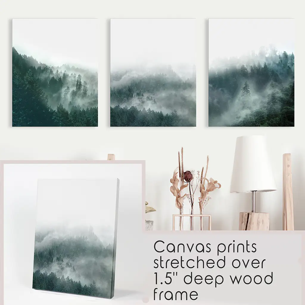 Large Foggy Forest Wall Art Set. Scandinavian Decor - Image 9