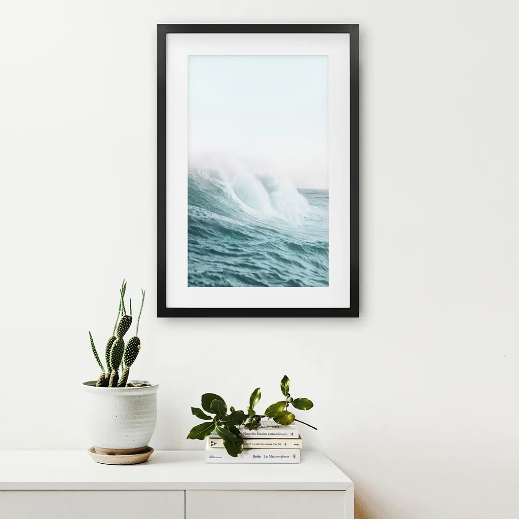 Large Pastel Blue Ocean Waves Print. Nautical Theme - Image 4