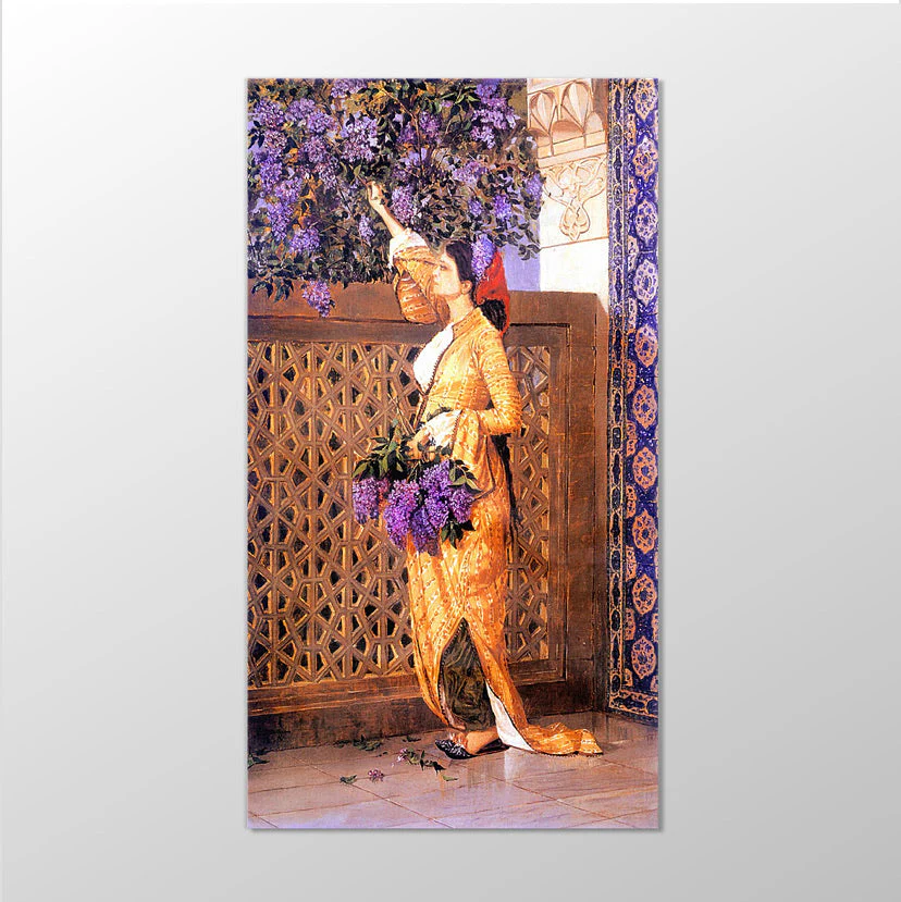 Leylak Toplayan Kiz Kanvas Tablo 40x75 cm - Image 2