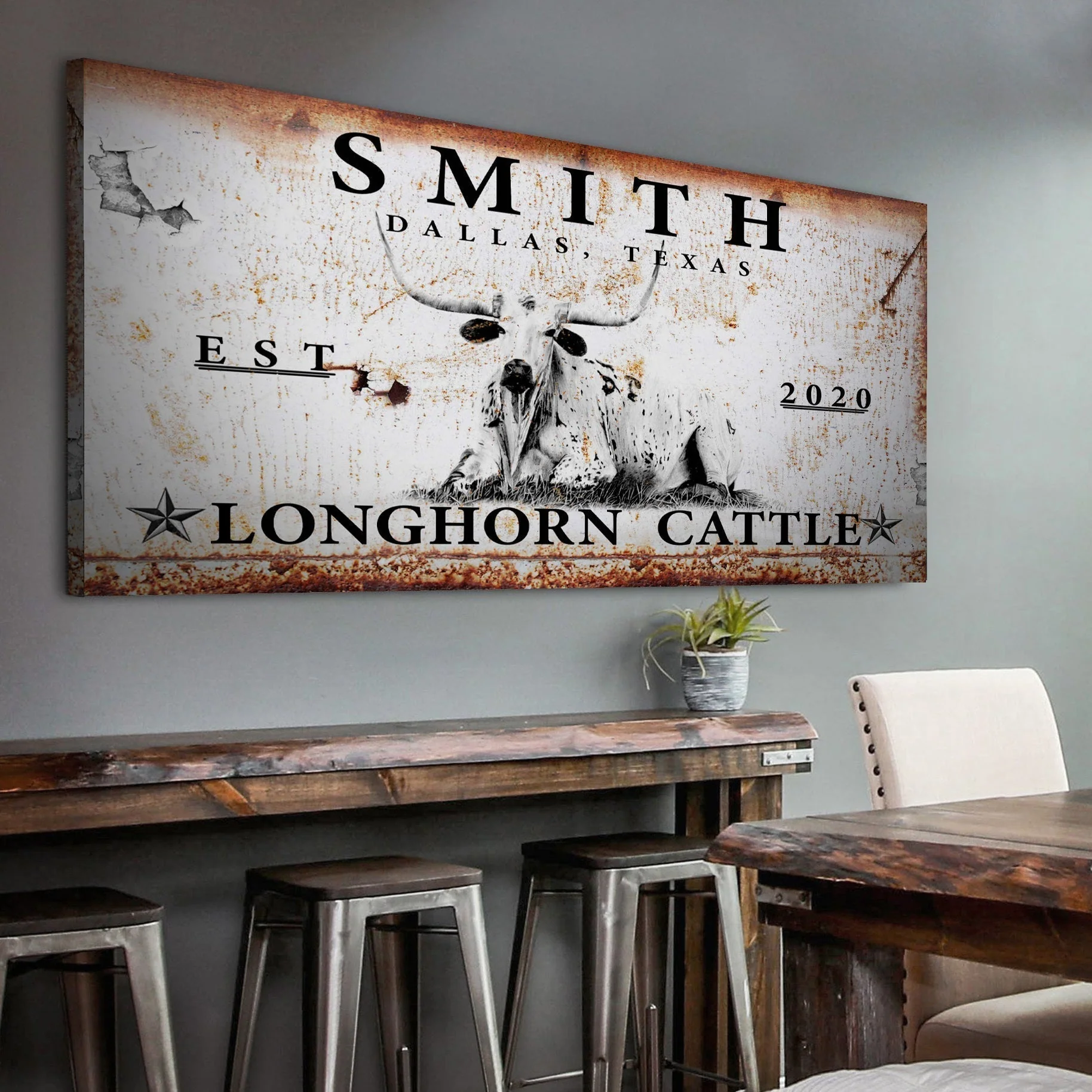 Longhorn Rustic Cattle Sign - Image 2