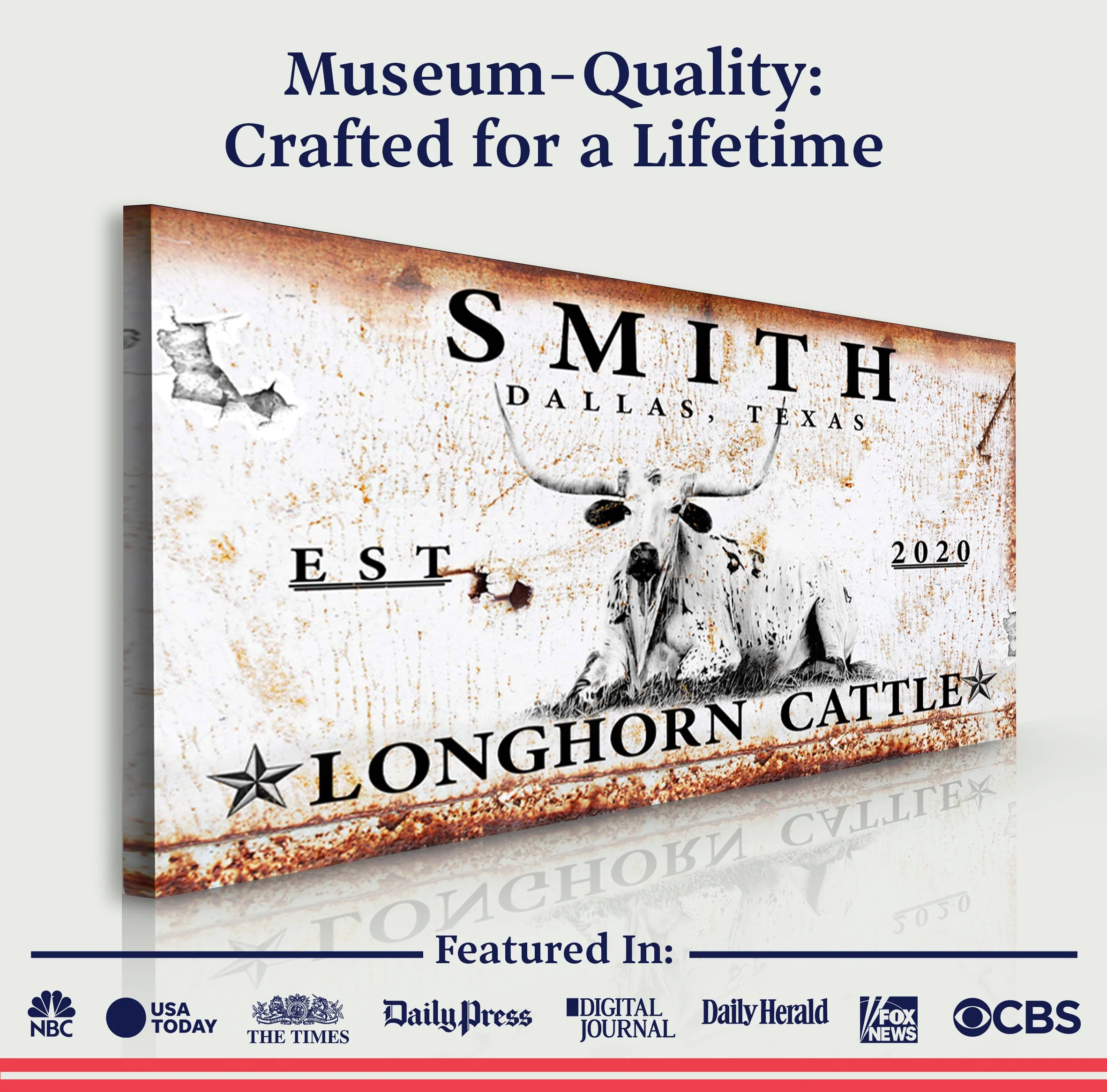 Longhorn Rustic Cattle Sign - Image 4