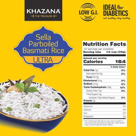 Low G.I. Parboiled Basmati Rice | 10 lbs | Khazana - Image 2