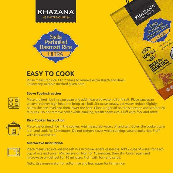 Low G.I. Parboiled Basmati Rice | 10 lbs | Khazana - Image 4