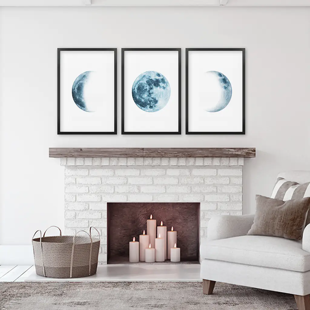 Lunar Phases. Blue Wall Art Set for Boy's Nursery - Image 4
