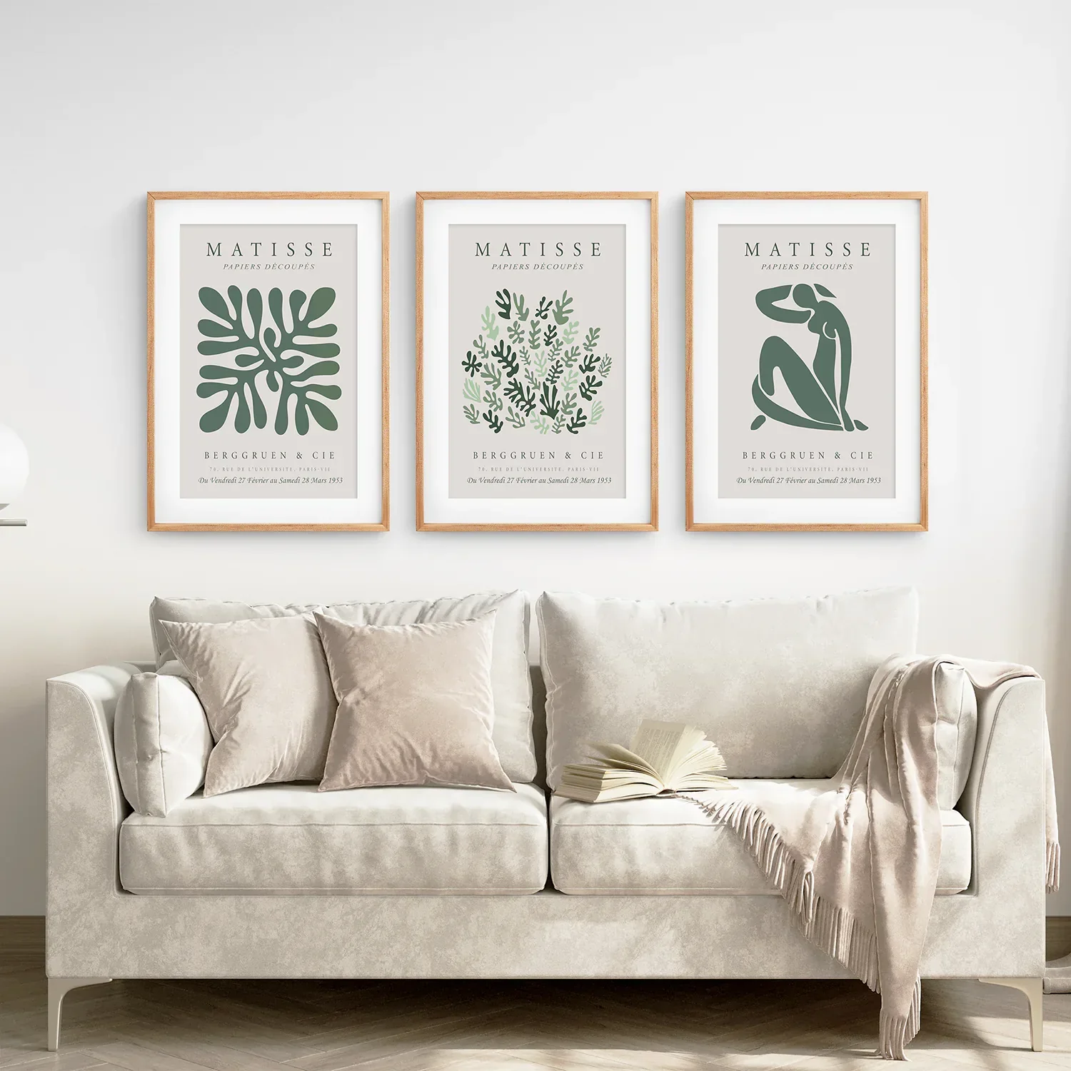 Matisse set of 3 Sage Green Wall Art Prints - Image 2