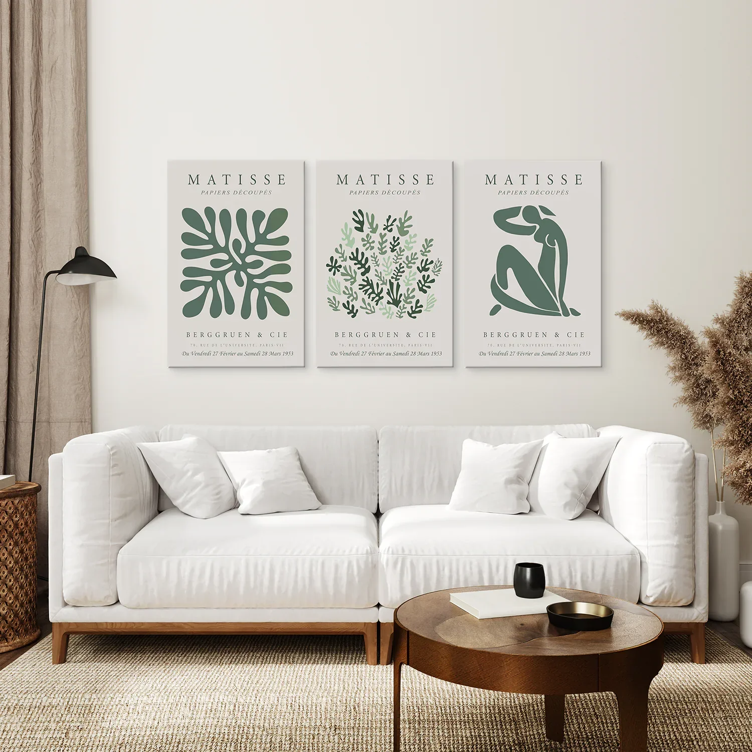 Matisse set of 3 Sage Green Wall Art Prints - Image 3