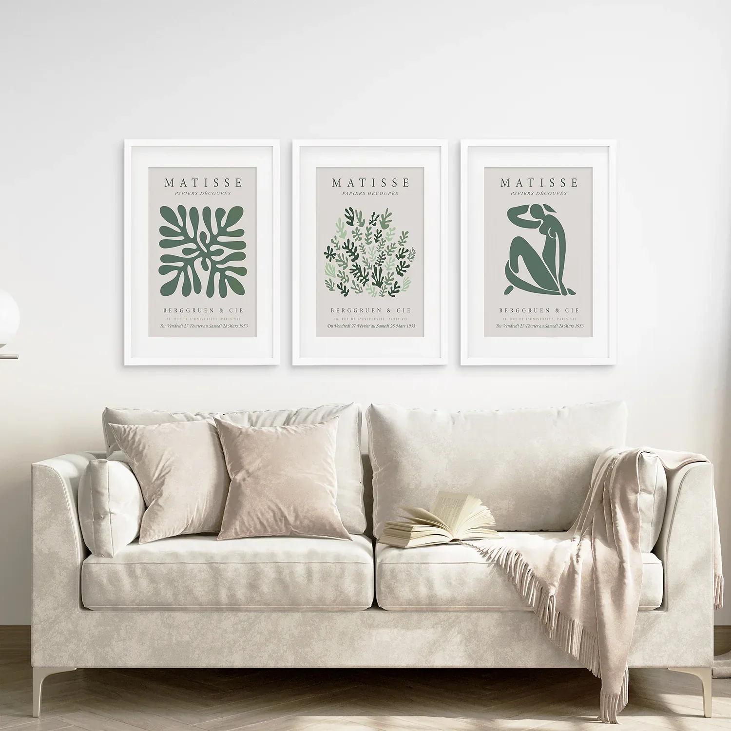 Matisse set of 3 Sage Green Wall Art Prints - Image 4