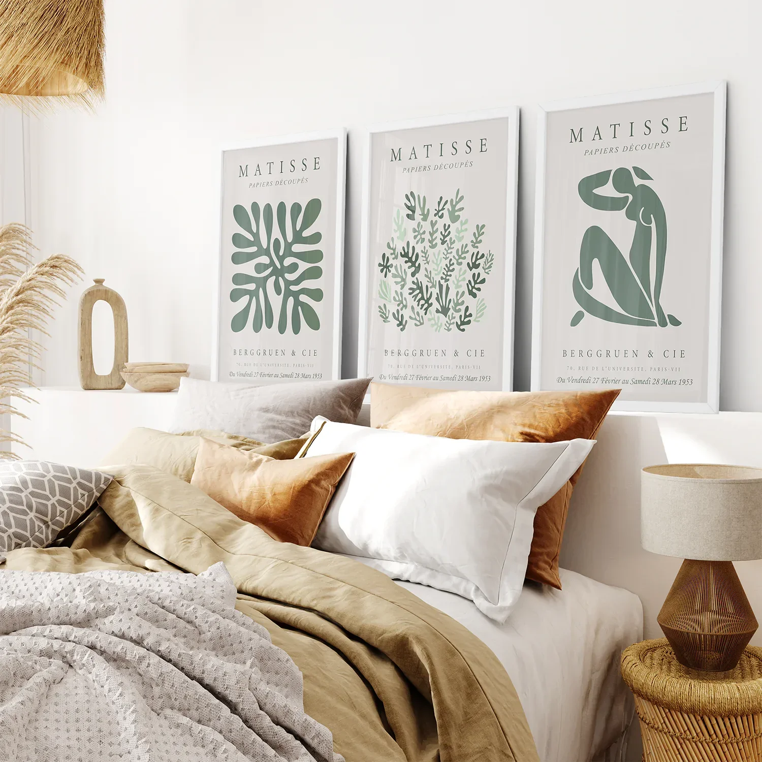Matisse set of 3 Sage Green Wall Art Prints - Image 6
