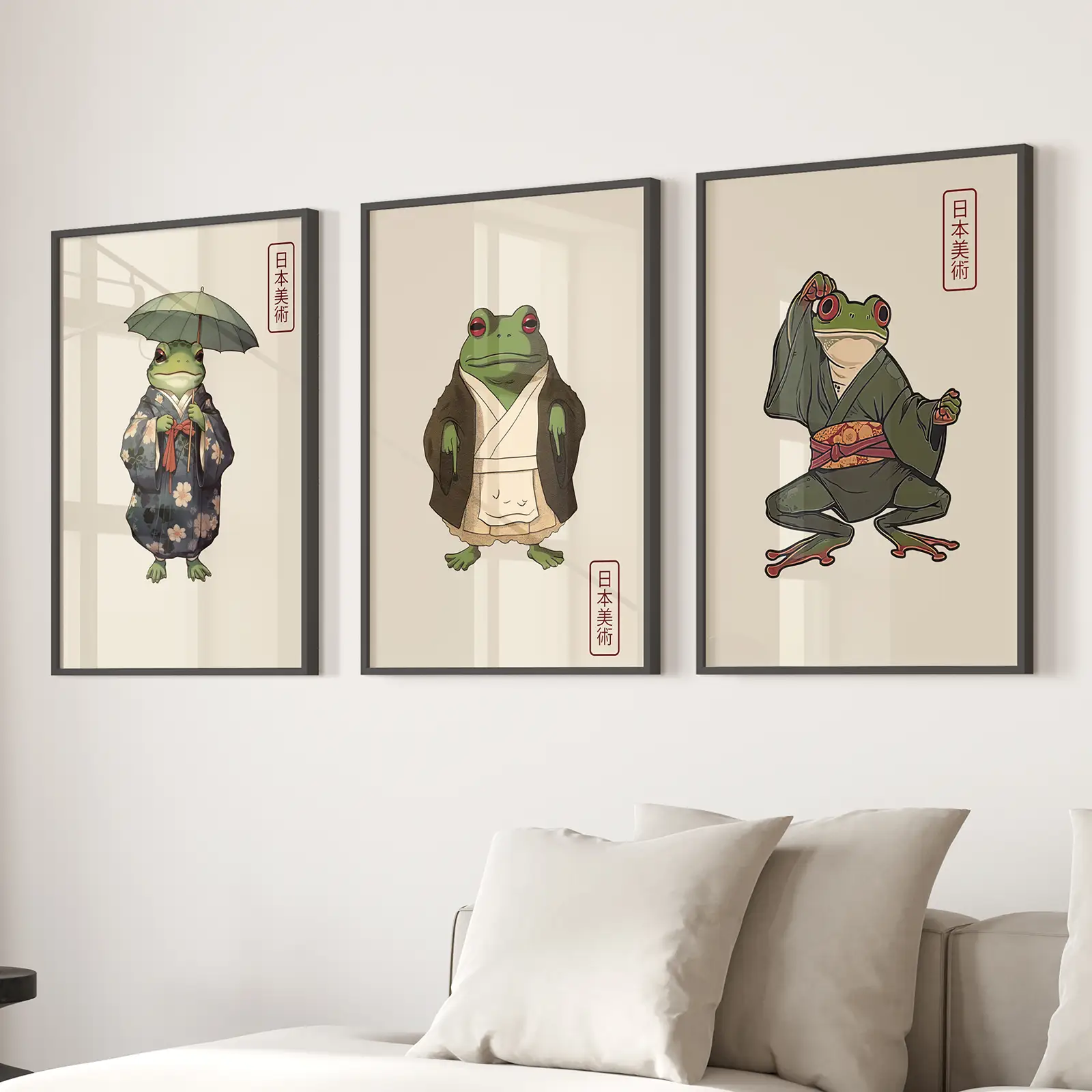 Matsumoto Hoji Frog Wall Art Prints Decor Set - Image 2