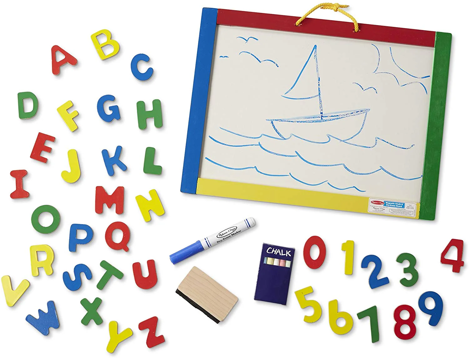 Melissa & Doug Magnetic Chalkboard and Dry-Erase Board With 36 Magnets, Chalk, Eraser, and Dry-Erase Pen