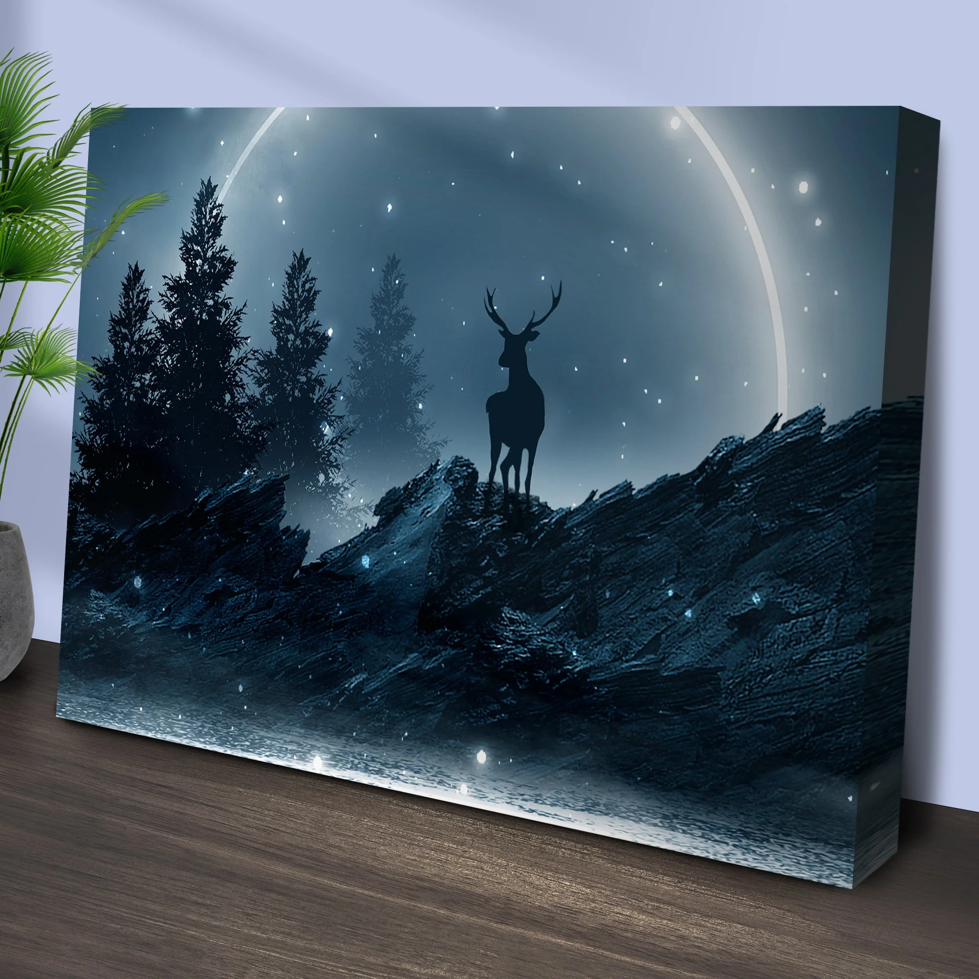 Midnight Deer Canvas Wall Art - Image 2