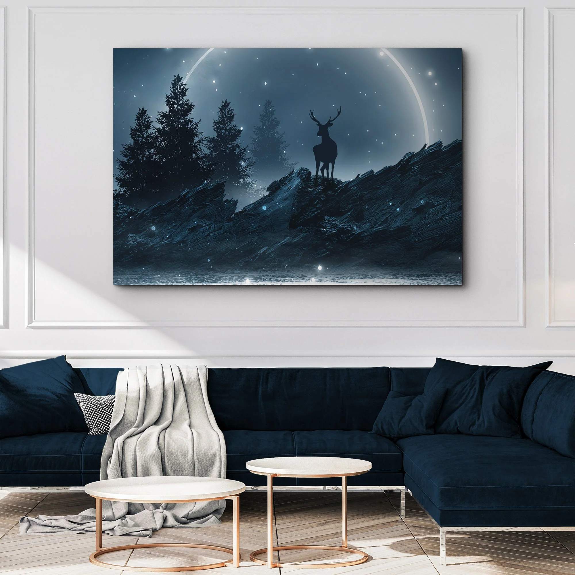 Midnight Deer Canvas Wall Art - Image 3