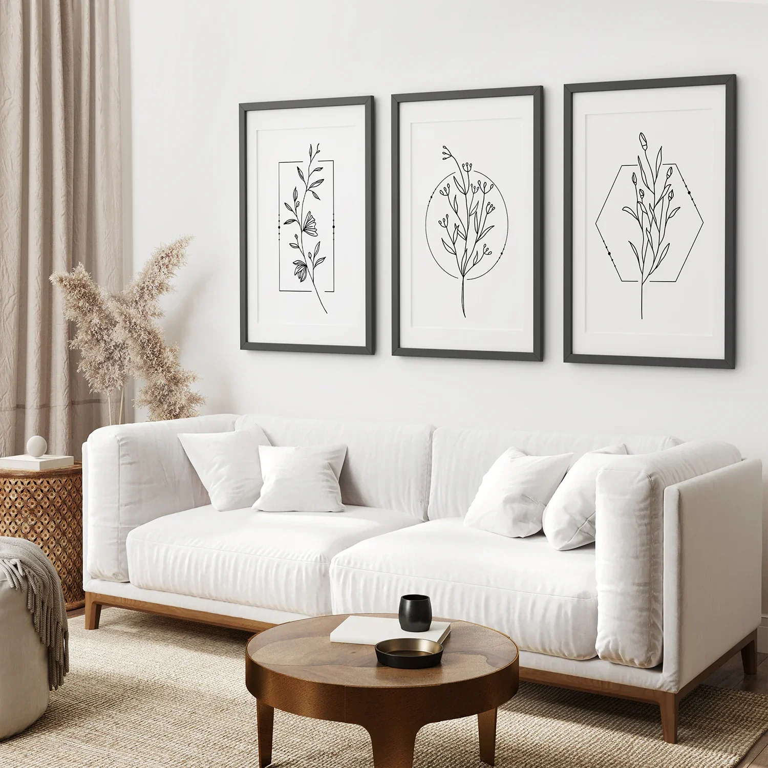 Minimal Flower Line Art: Black White Wall Art Set - Image 3
