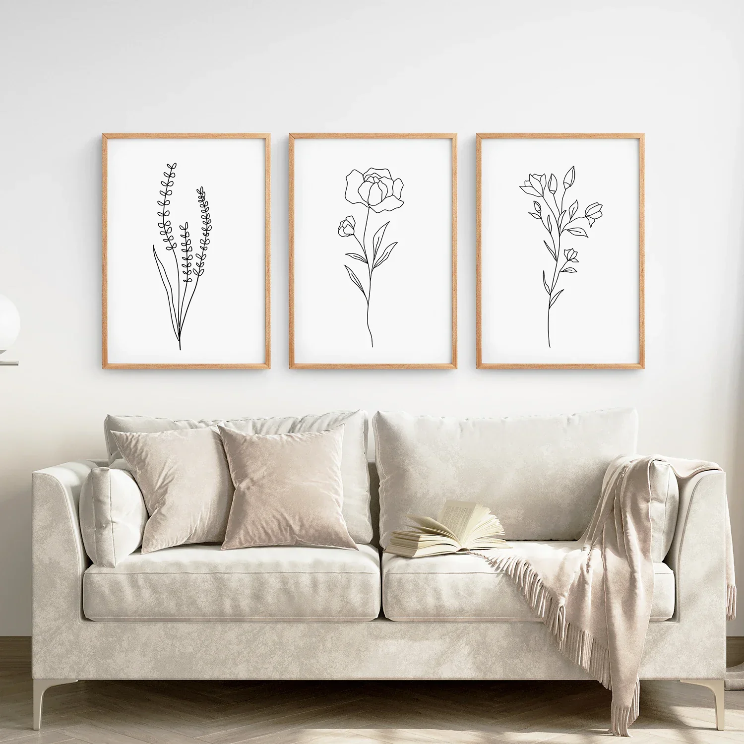 Minimalist Black White Botanical Line Art. Set of 3 Prints - Image 4