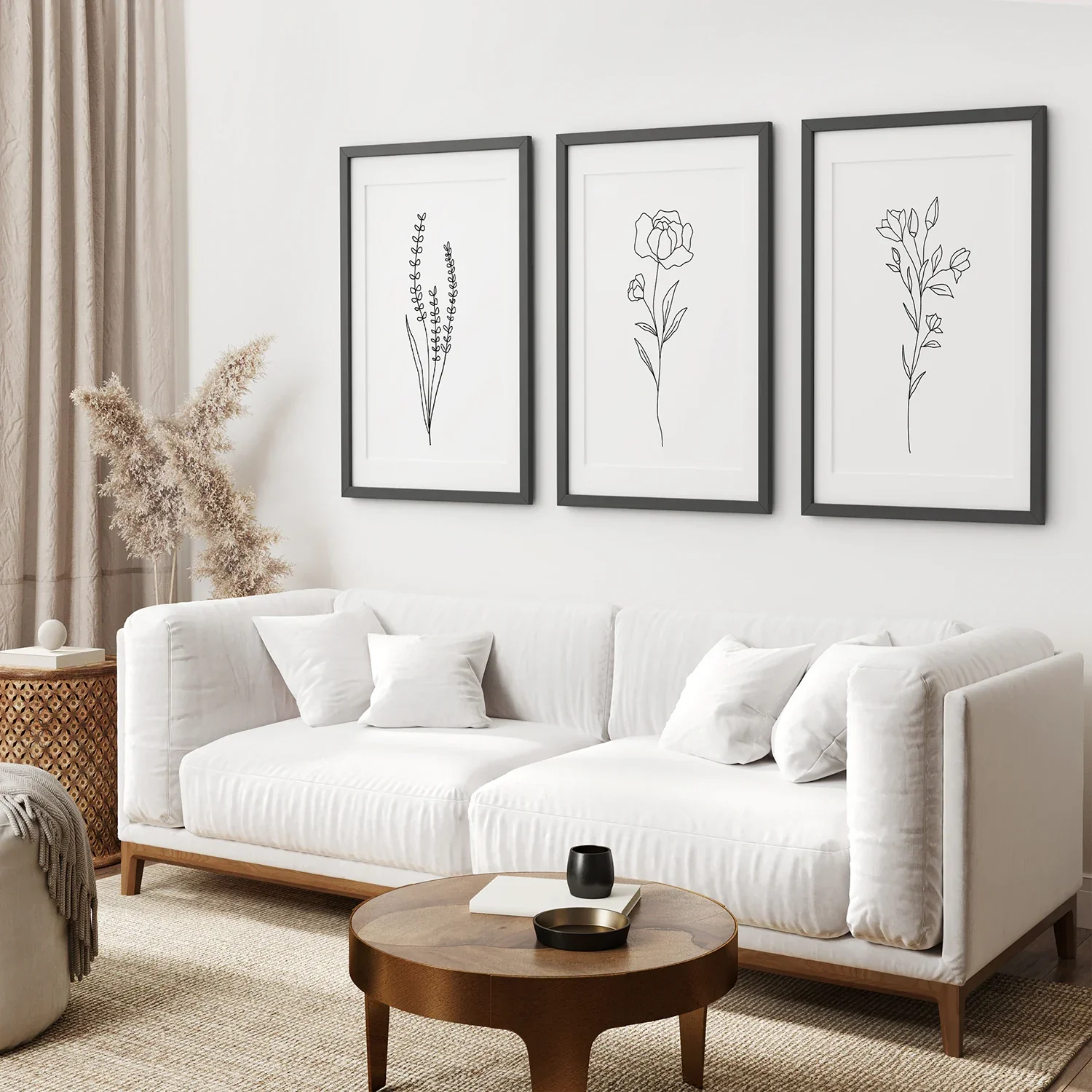 Minimalist Black White Botanical Line Art. Set of 3 Prints - Image 5